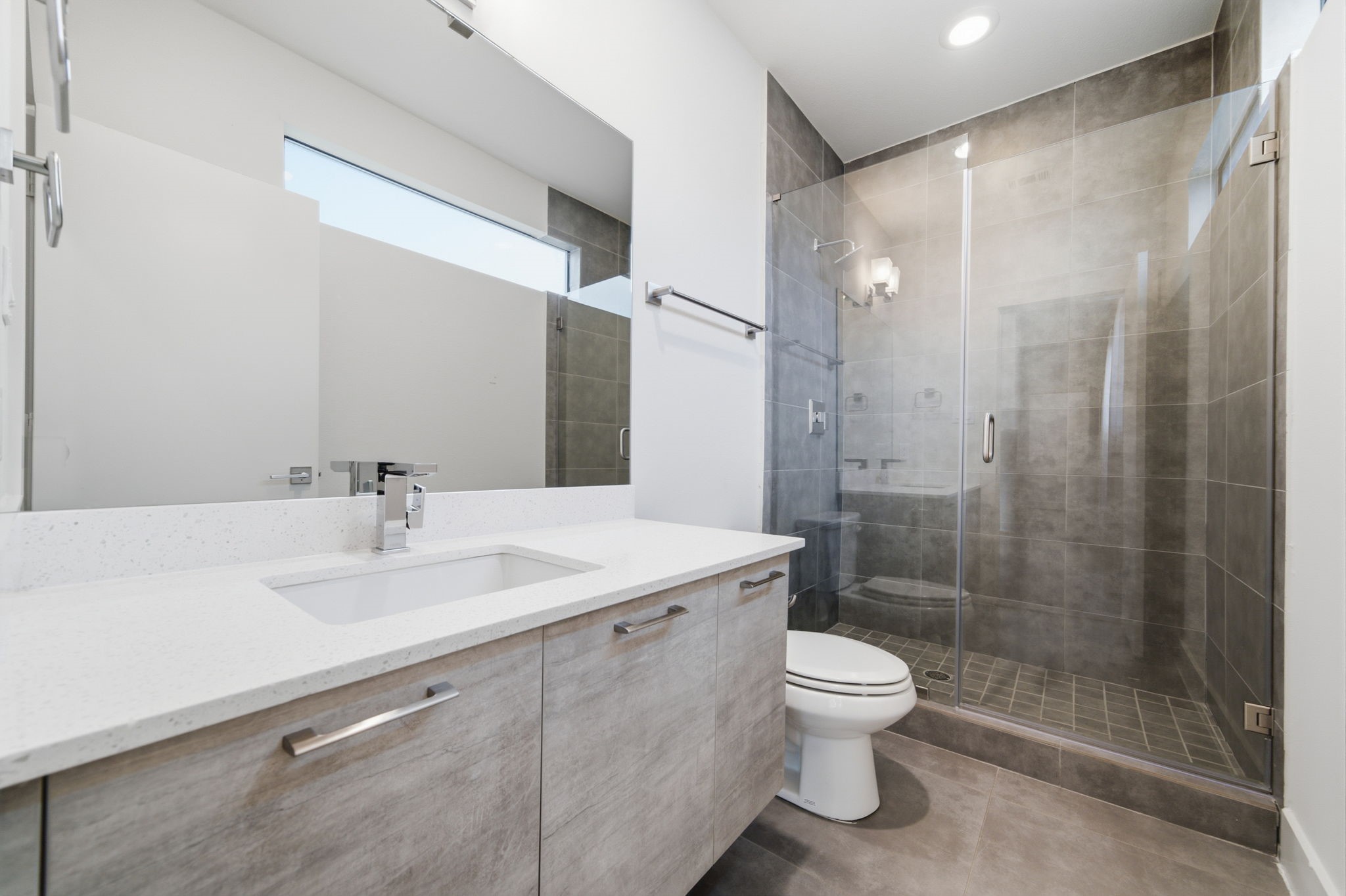 Stand up shower in this guest bathroom!