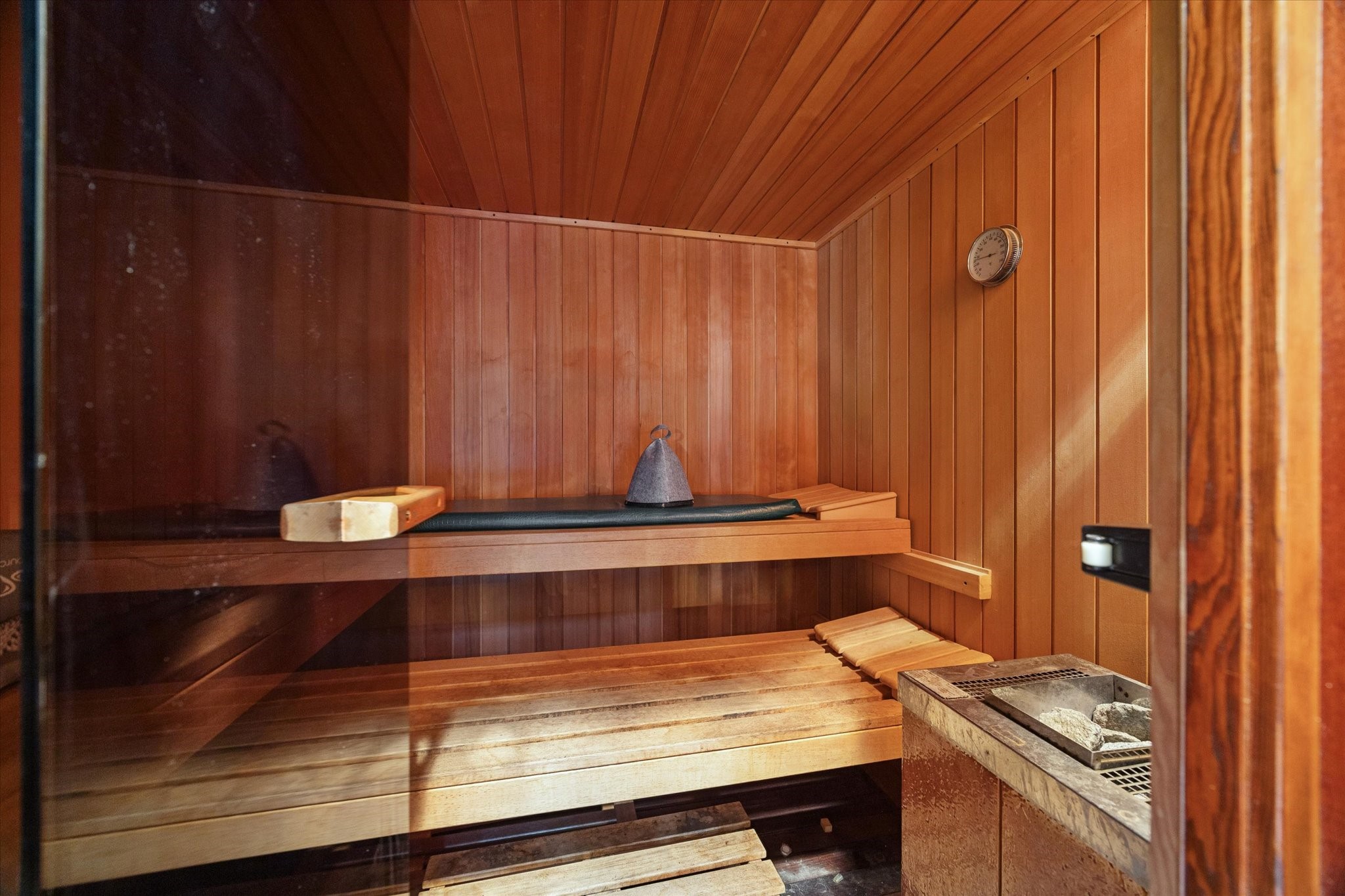 Unwind in your own private sauna, offering a great retreat for relaxation and rejuvenation.