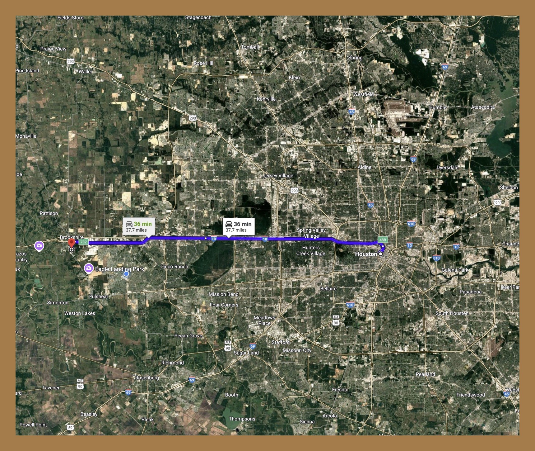 Location of the property from Houston tx