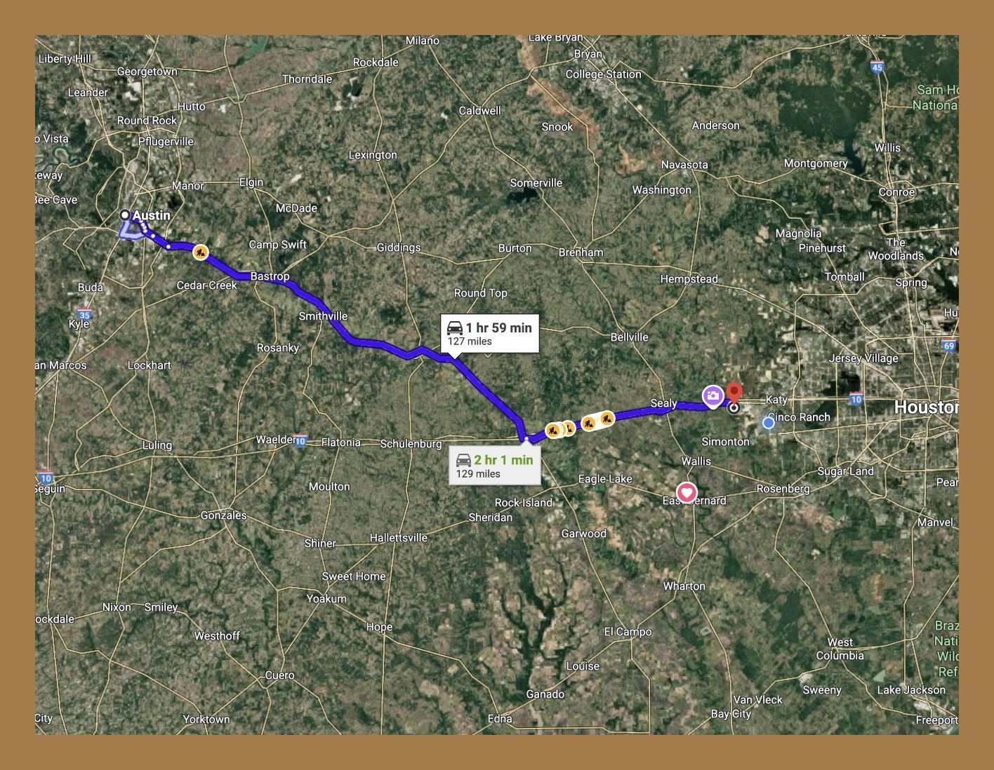 Location of the property from Austin Tx
