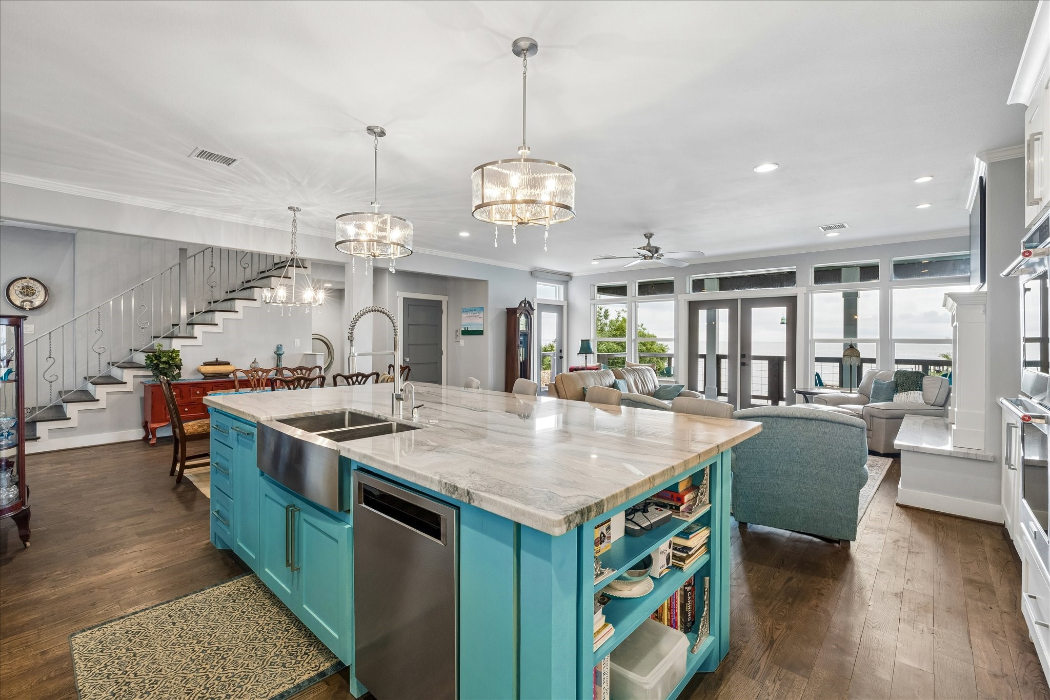 Wonderful view of Galveston bay from your double sink