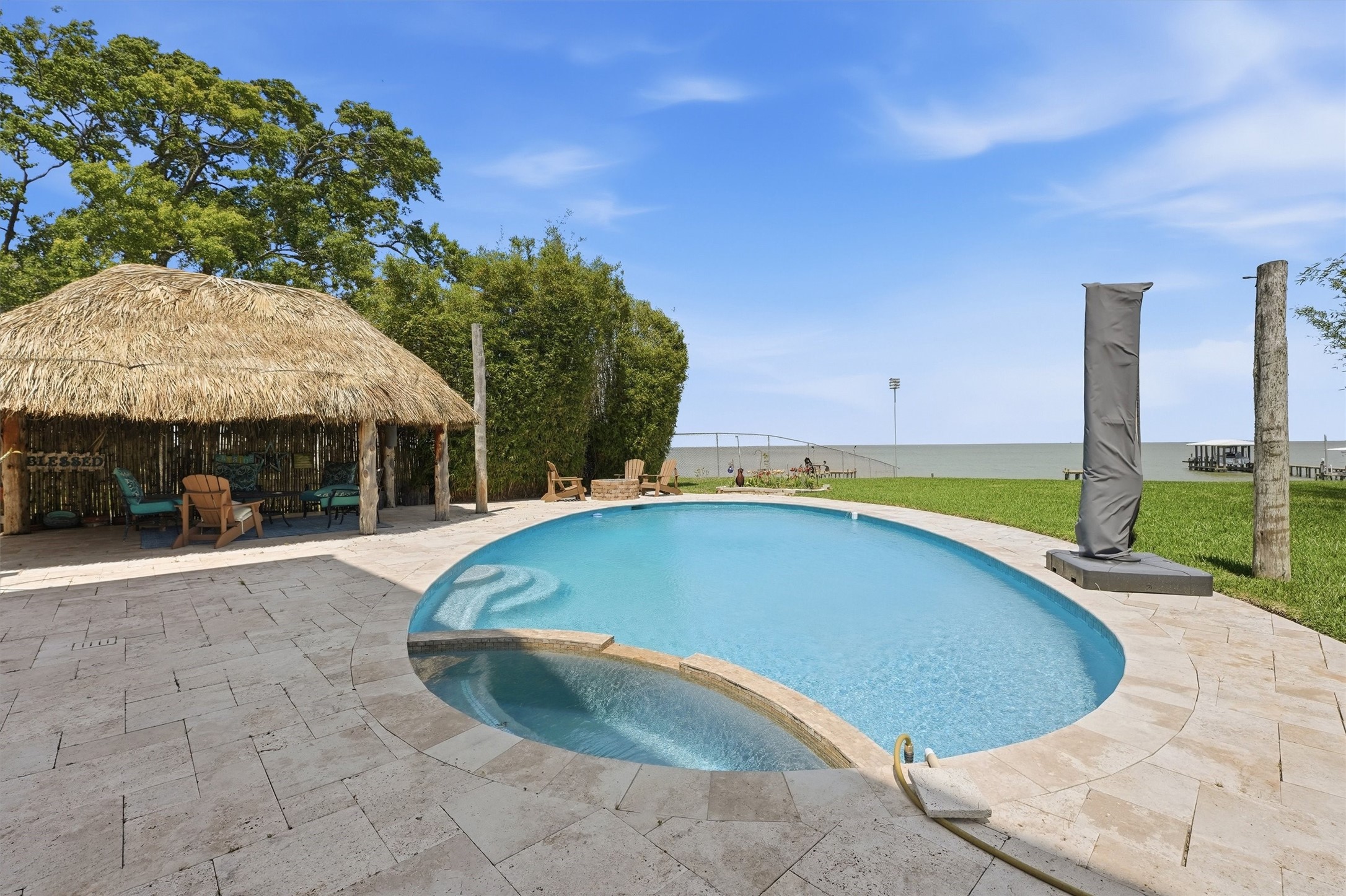 Pool, palapa, gas fire pit, hot tub all makes the day troubles go away Pool, palapa, gas fire pit, hot tub all makes the day troubles go away
