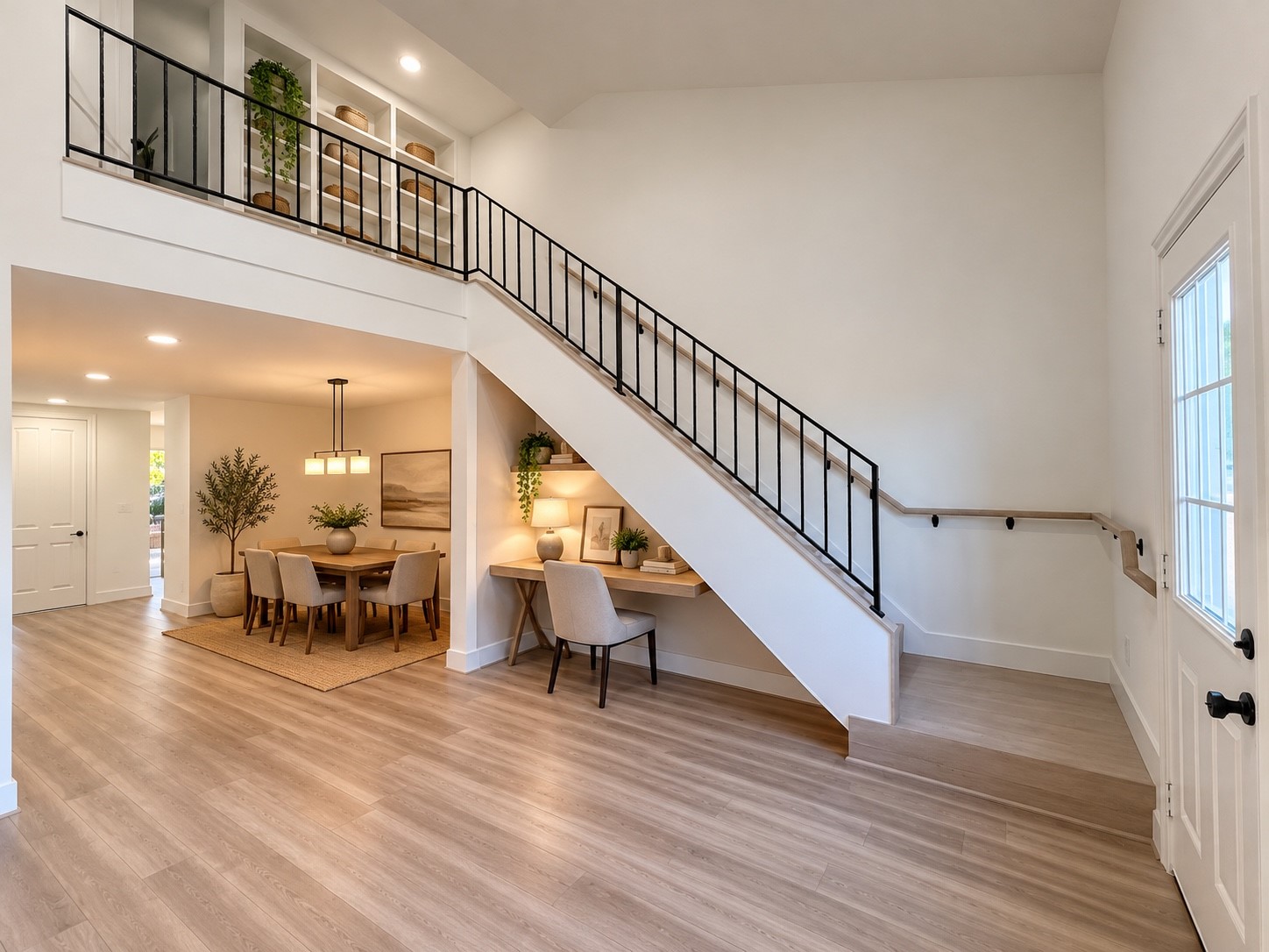 Under stairs space is can be used as an office, pet area or mini library.