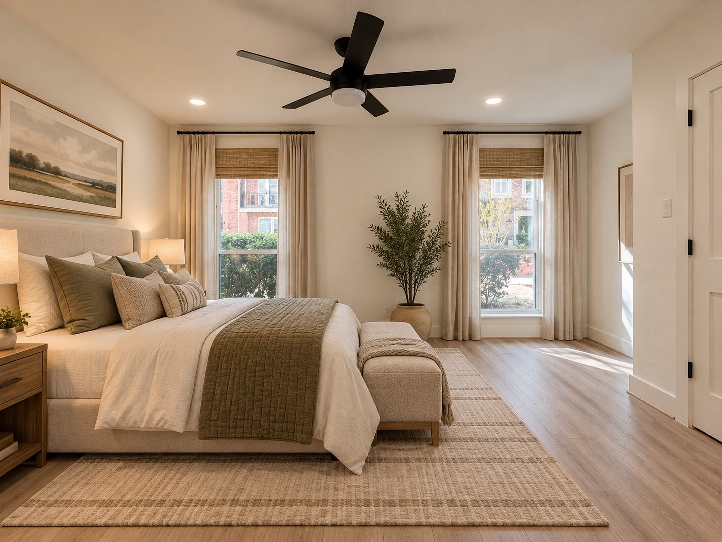 1st floor bedroom is spacious with plenty of natural light and additional reading nook.