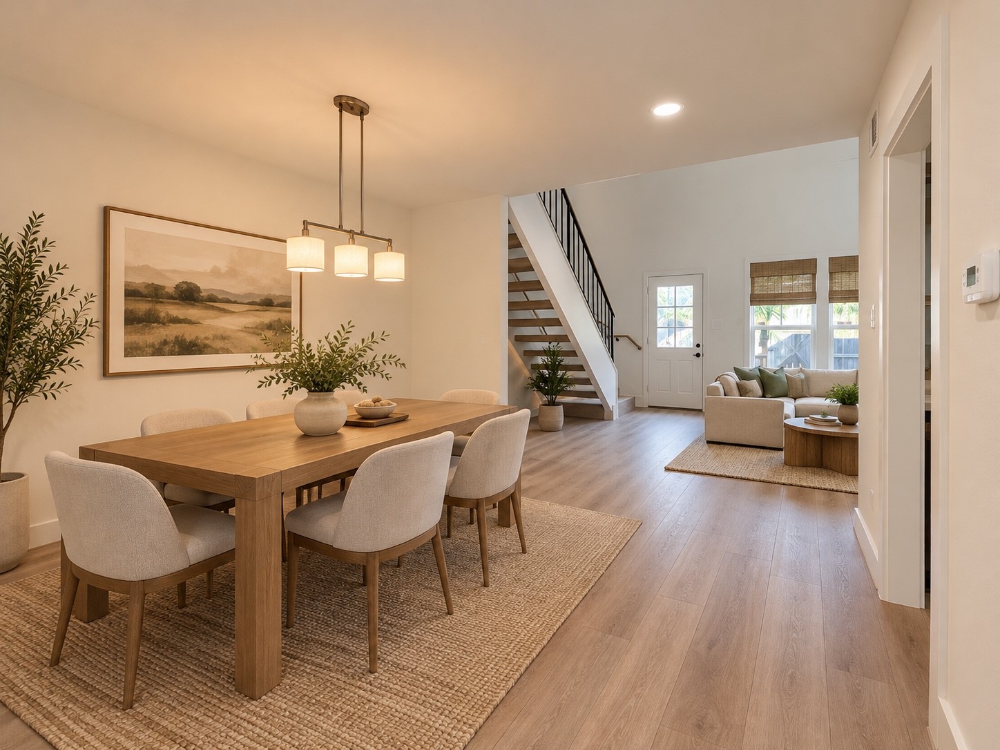 Perfectly placed dining room leads into your open living room, kitchen is to the right.