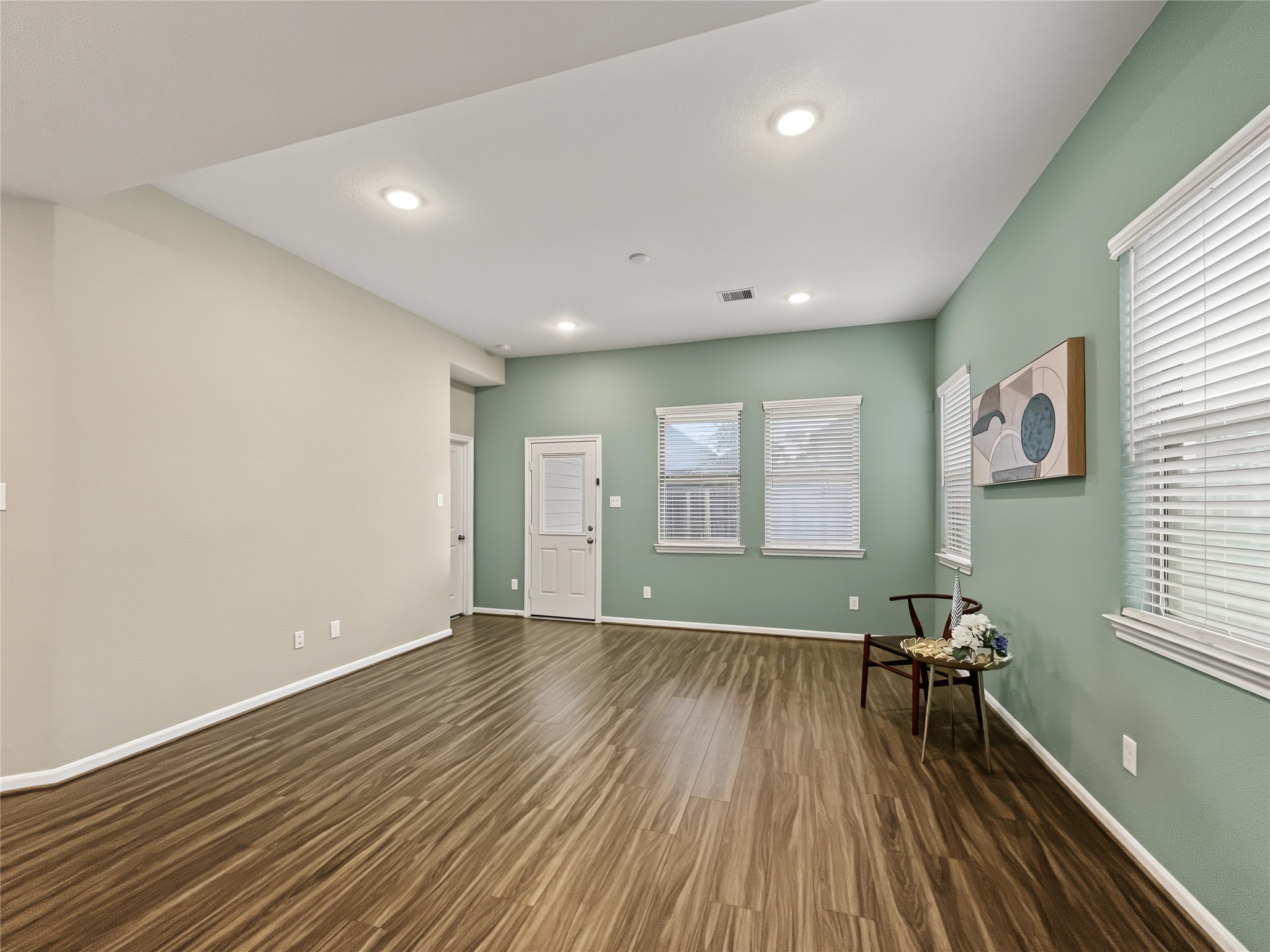 View from the kitchen to the living room.
