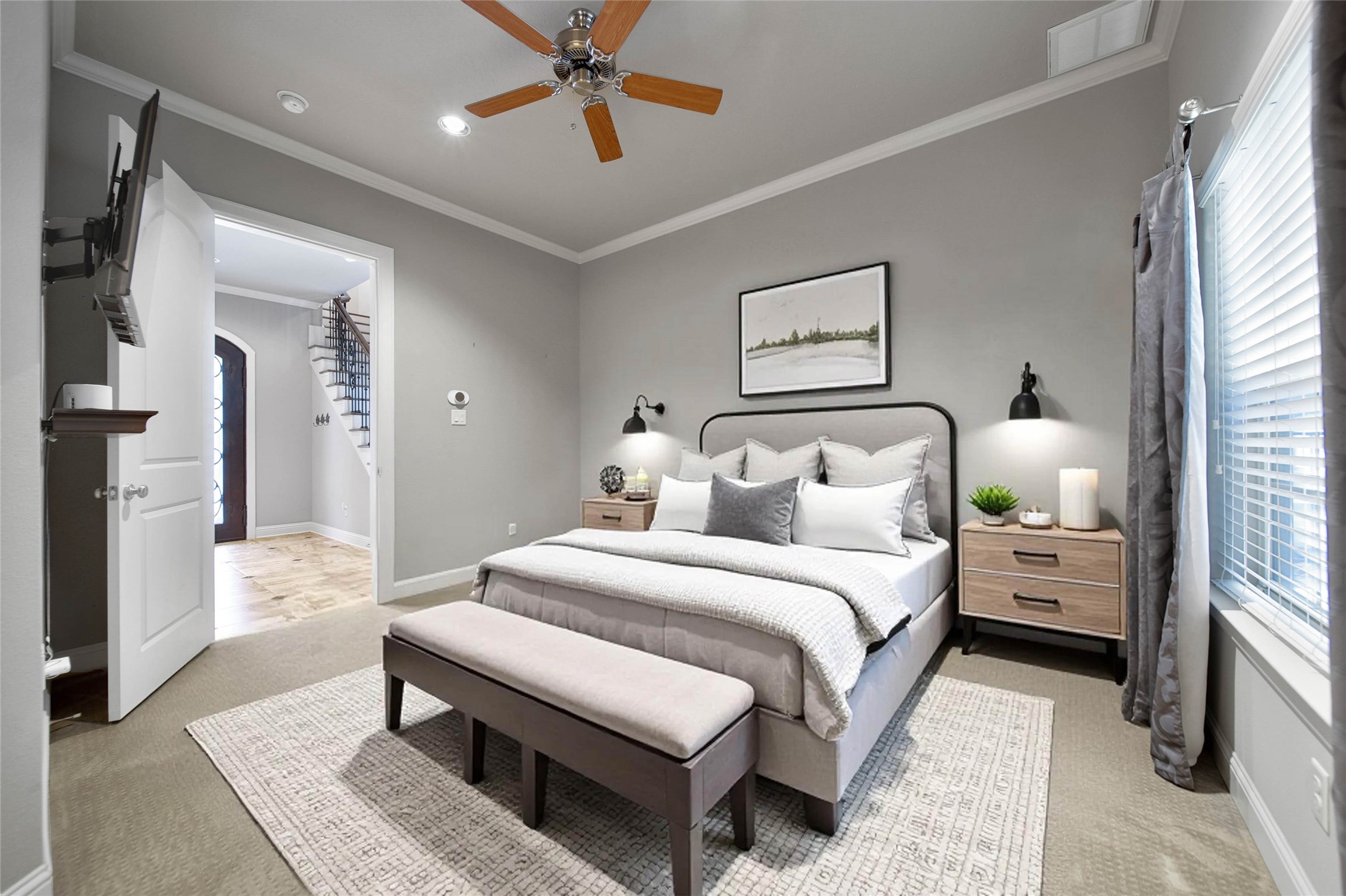 Virtually staged first floor bedroom