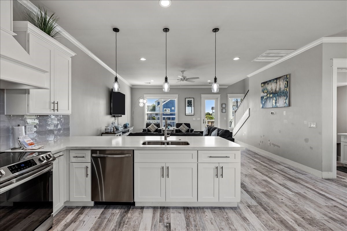 Kitchen view of living room