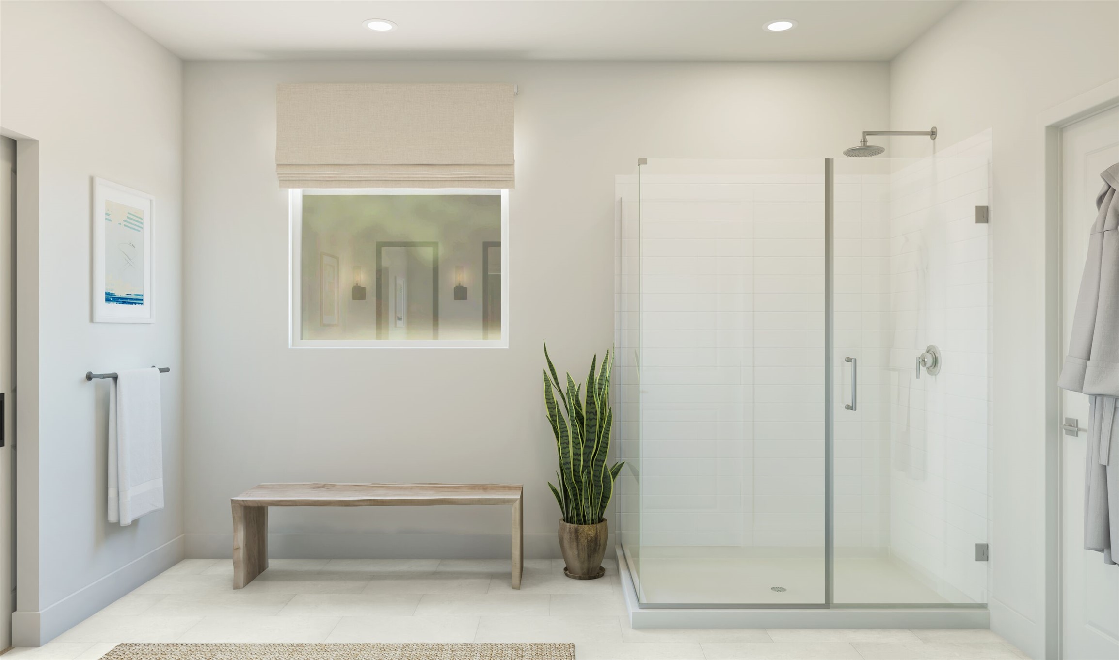 Serene primary bath (*Artist rendering used for illustration purposes only. Colors/finishes may differ from the ones currently selected in the home.)
