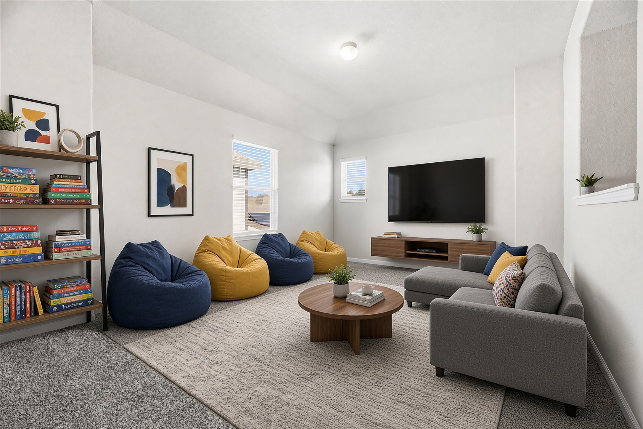 Large upstairs game room, virtually staged