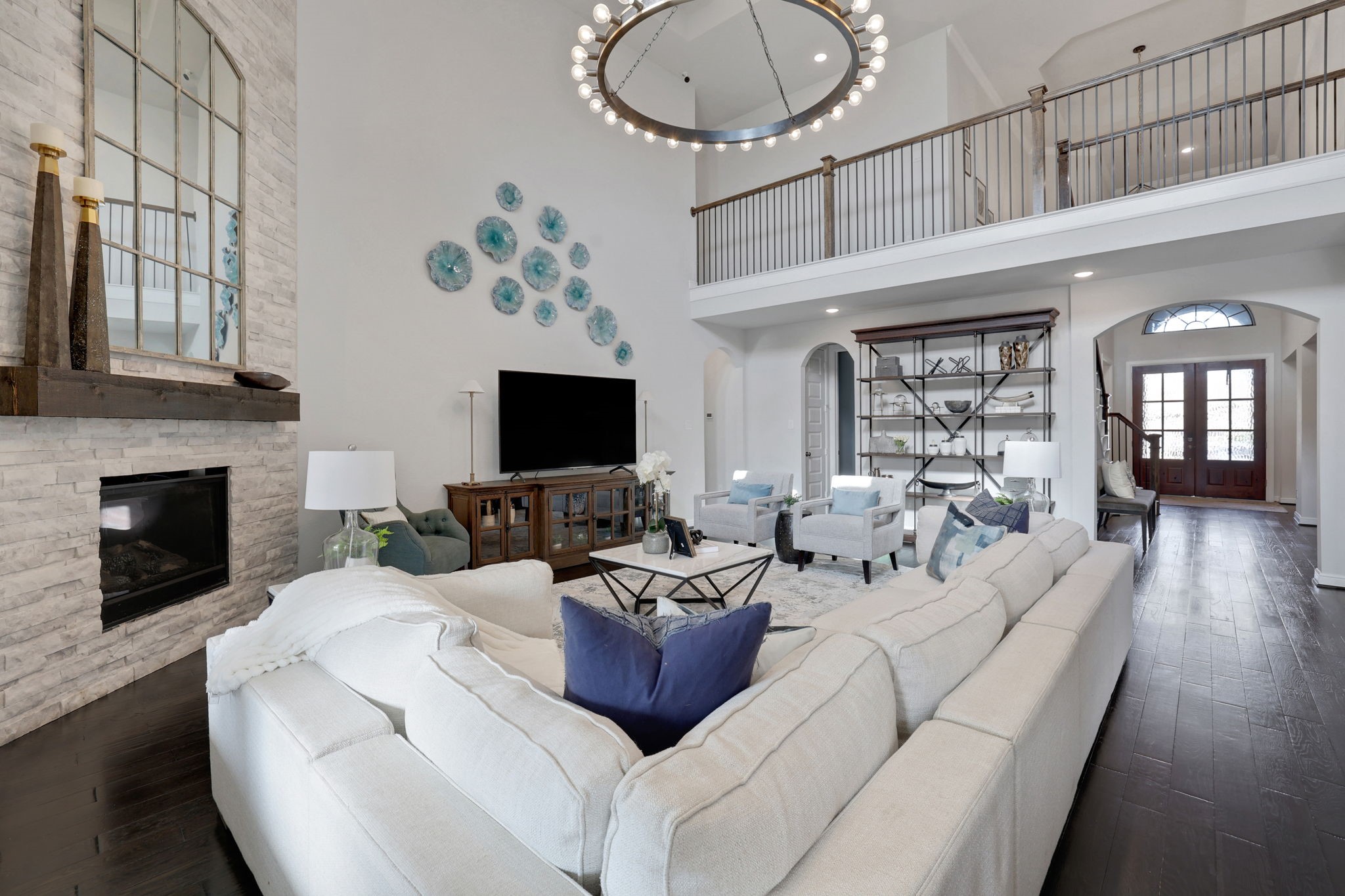 Spacious family room with cathedral ceilings