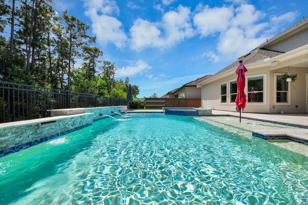 The pool features are operated remotely with an app on your phone.