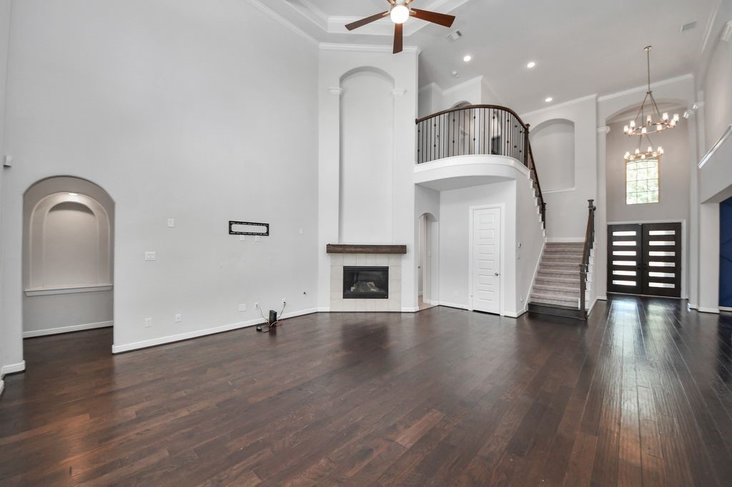 Another view of the family room, looking towards the double front entry doors.