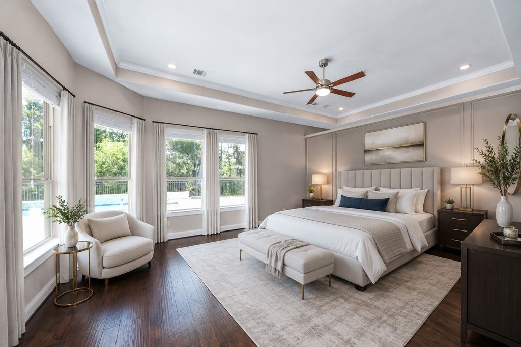 Virtually staged Primary suite.