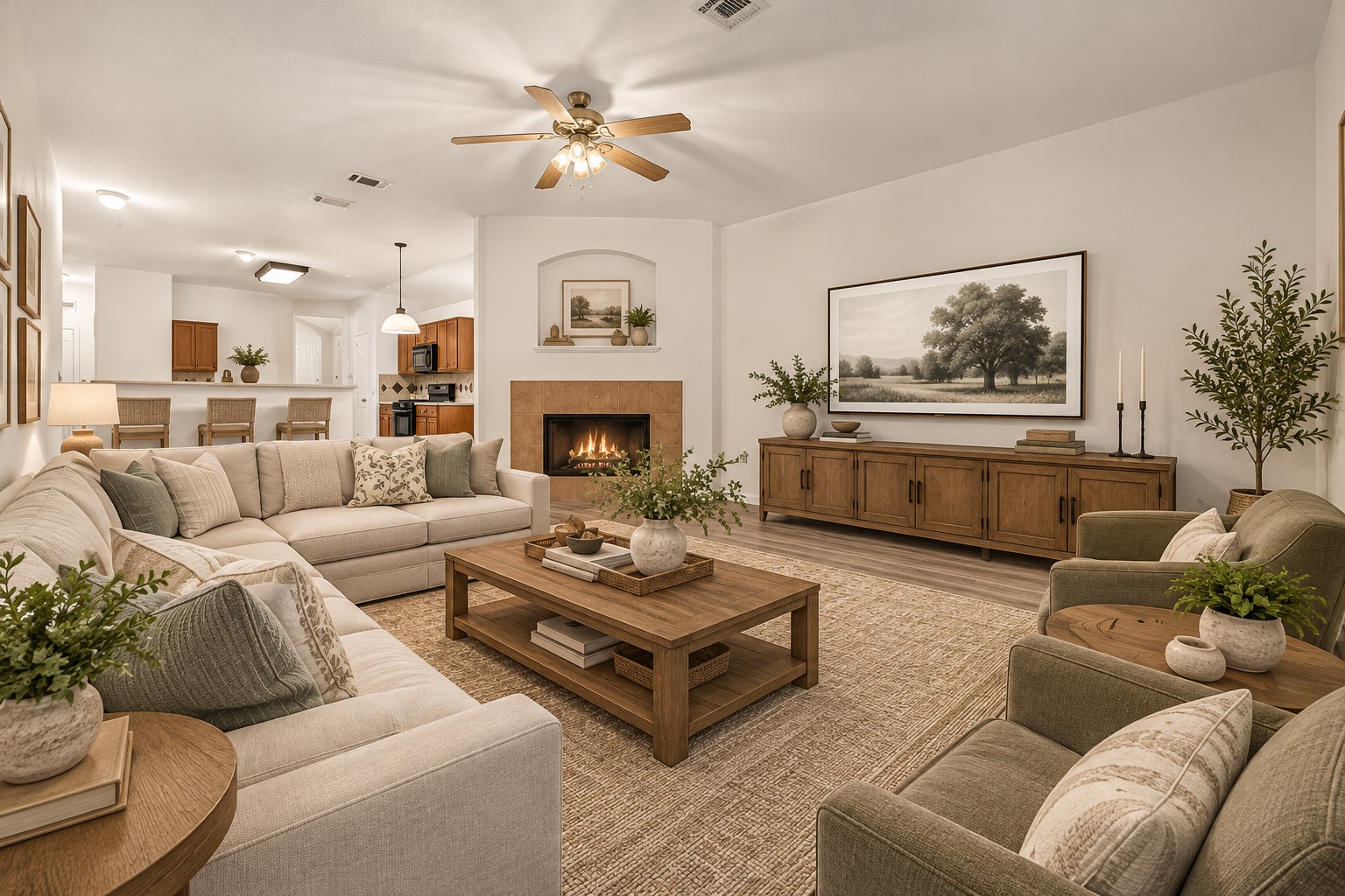 Family room virtually staged