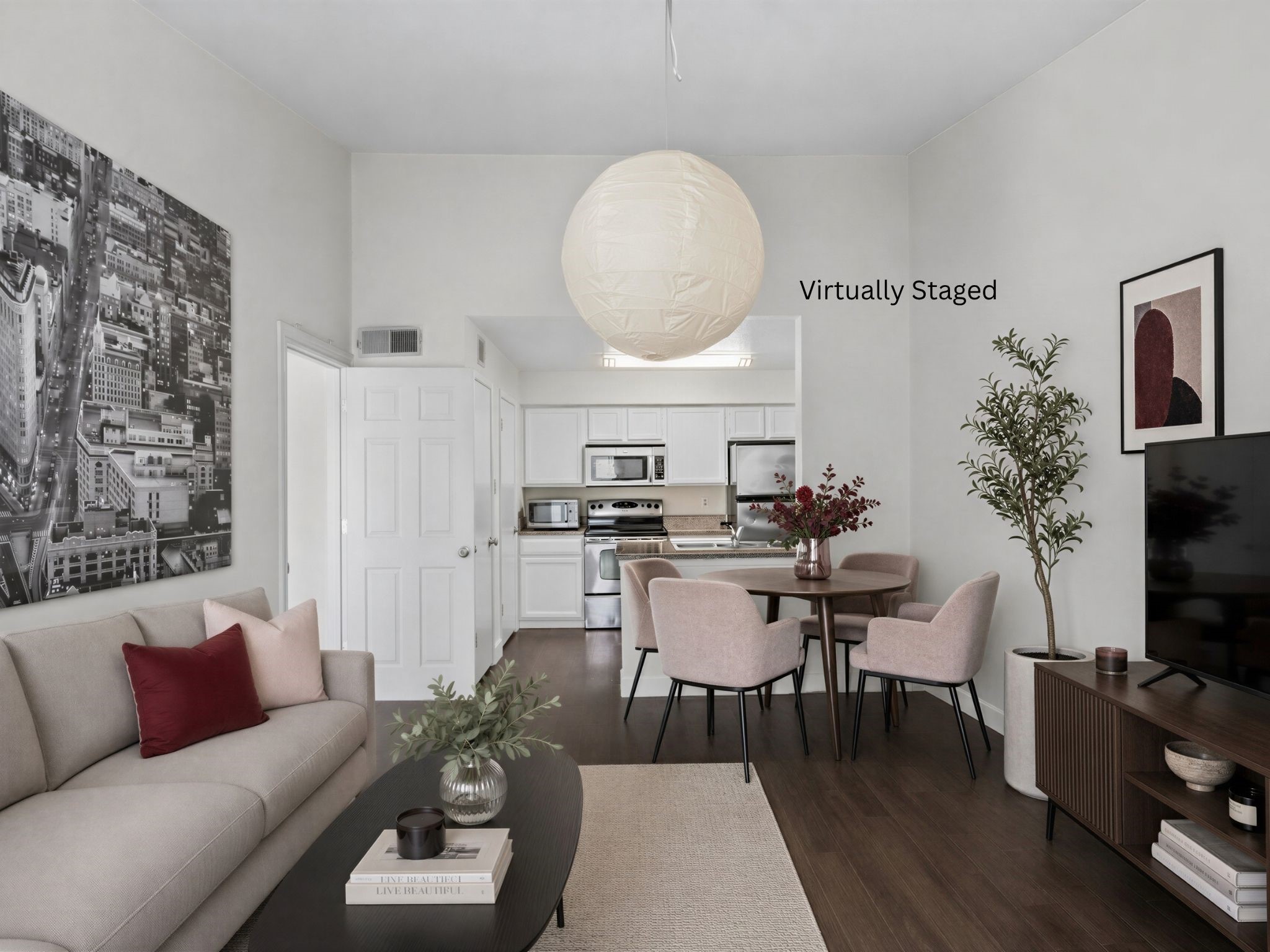 Virtually staged for visualization purposes only; furnishings are not included. The open layout allows buyers to envision how the space can be personalized.