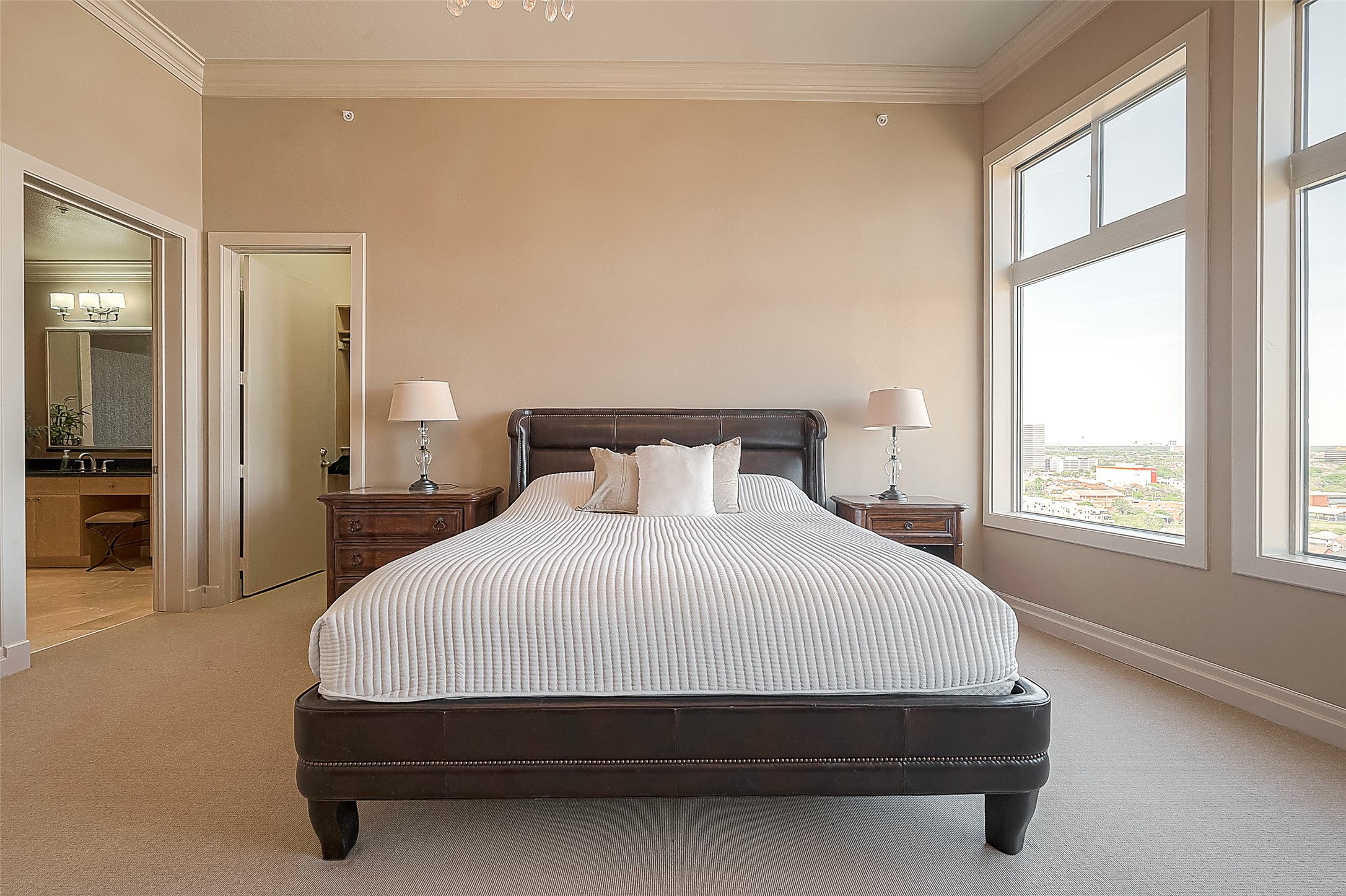Beautiful primary bedroom with walking closet