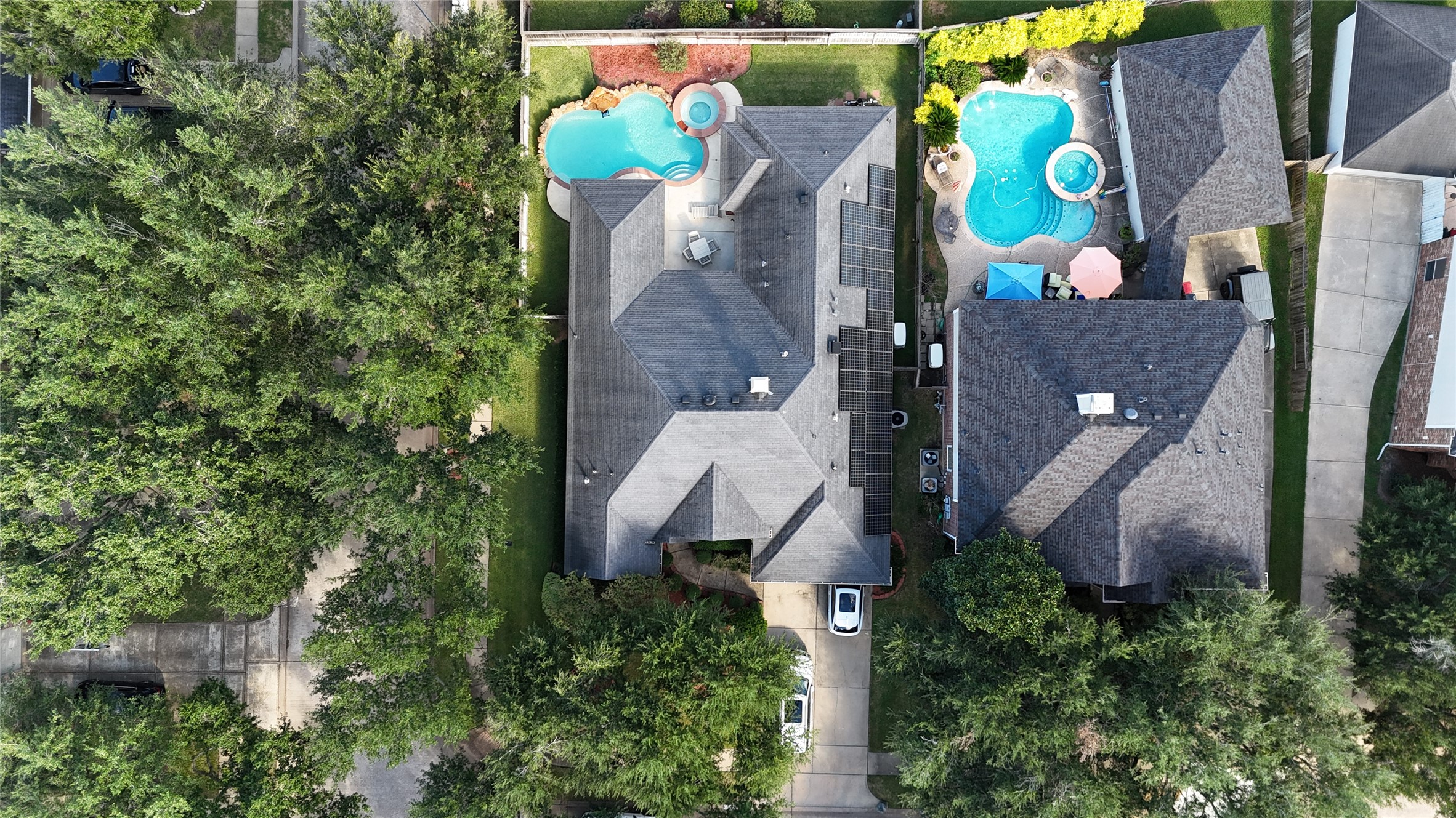 Sky view of the home showing the property.