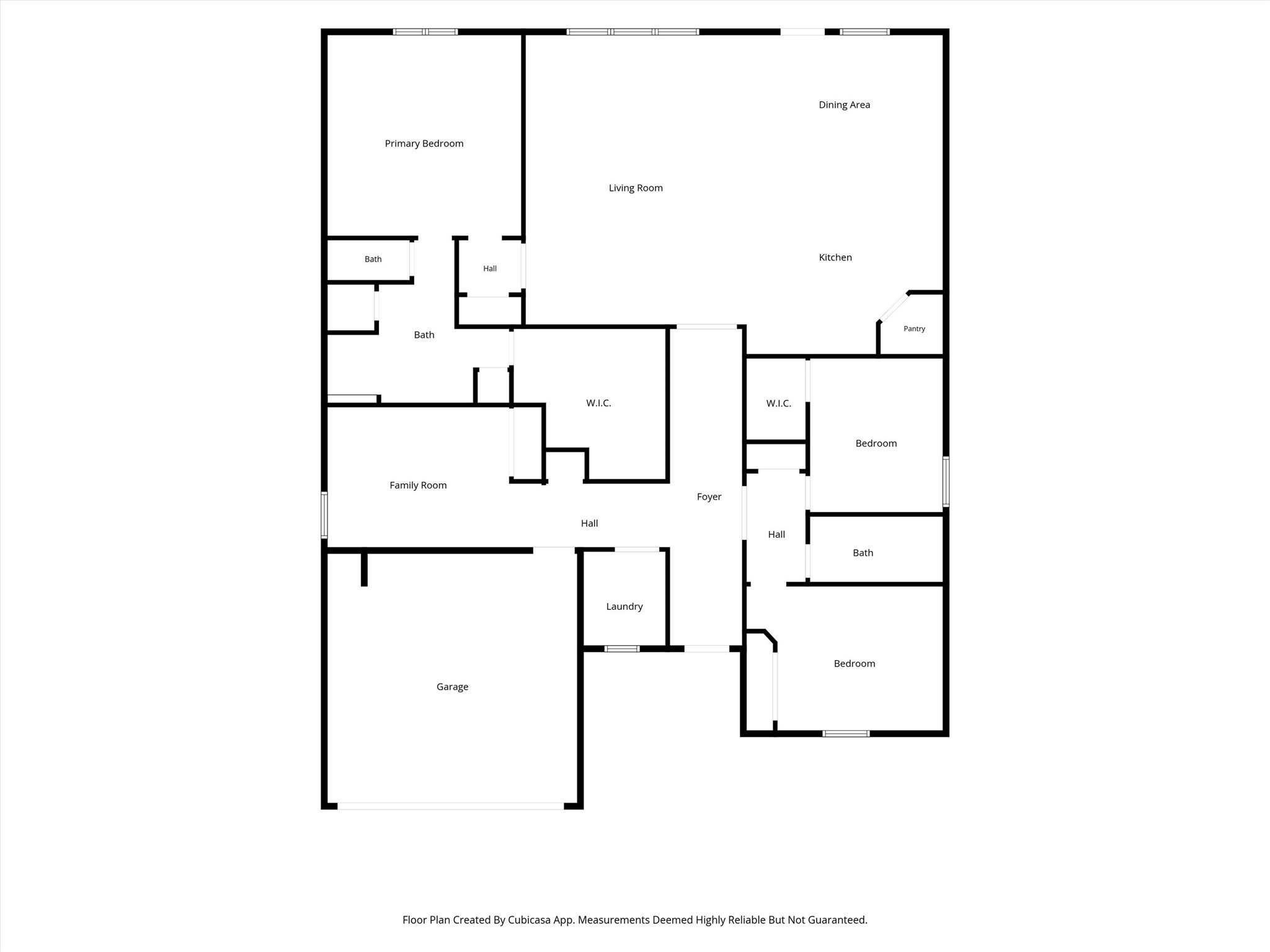 This floor plan offers a copious amount of square footage in a single story. "Family room" is the fourth bedroom and offers closet space and a sliding barn door.