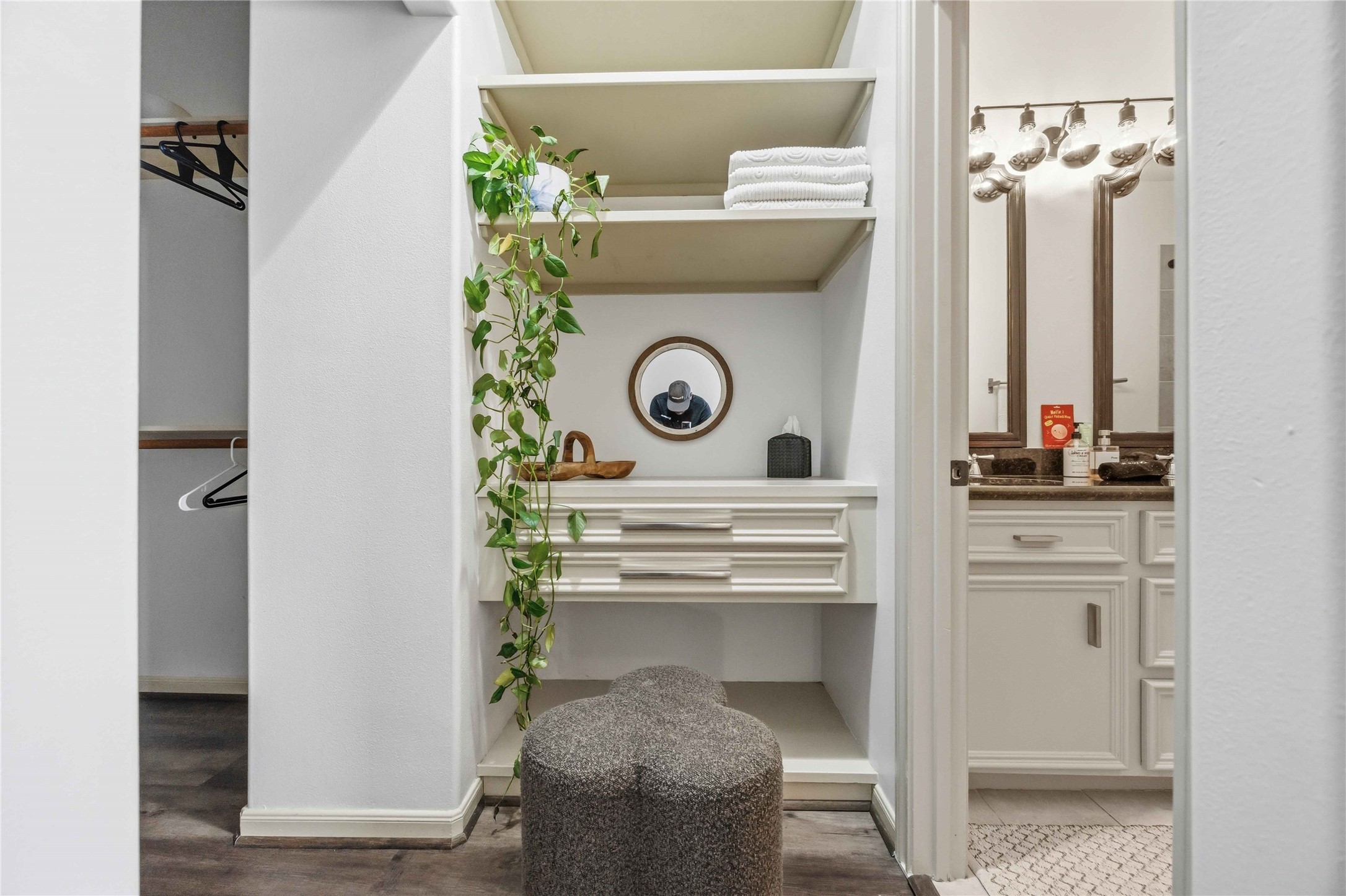 Lovely walk in closet with additional storage space