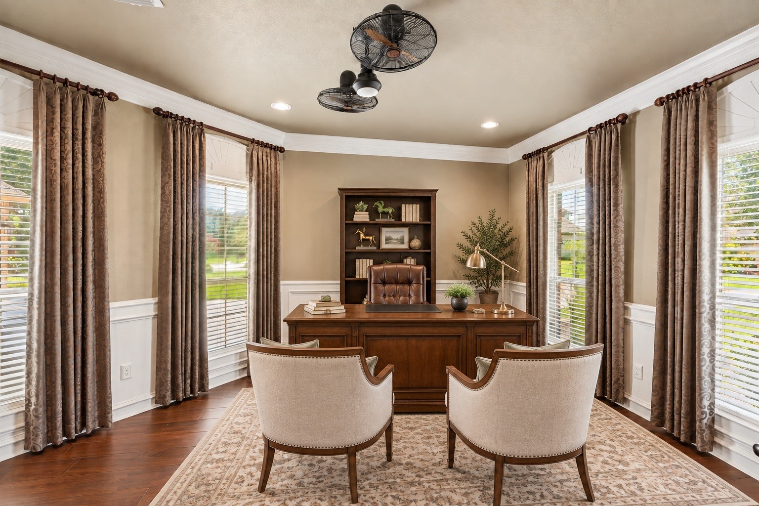 Virtually Staged-The study sits off to the right of the entry