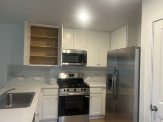 Modern kitchen featuring stainless steel appliances, sleek cabinetry, and ample counter space for all your culinary needs.