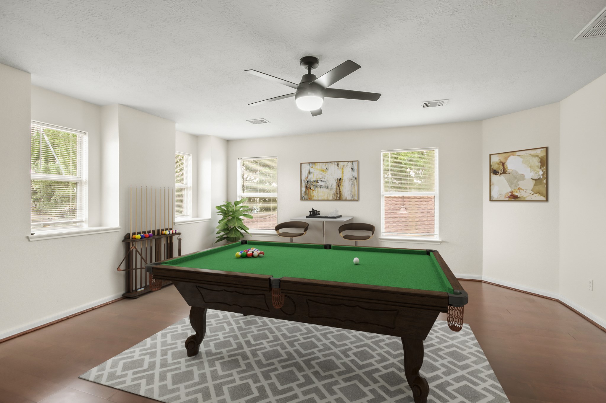 Virtually Staged: Spacious room located on the second floor, and can also be a fabulous game room perfect for a kids playroom or unique adult hangout, located directly upstairs.