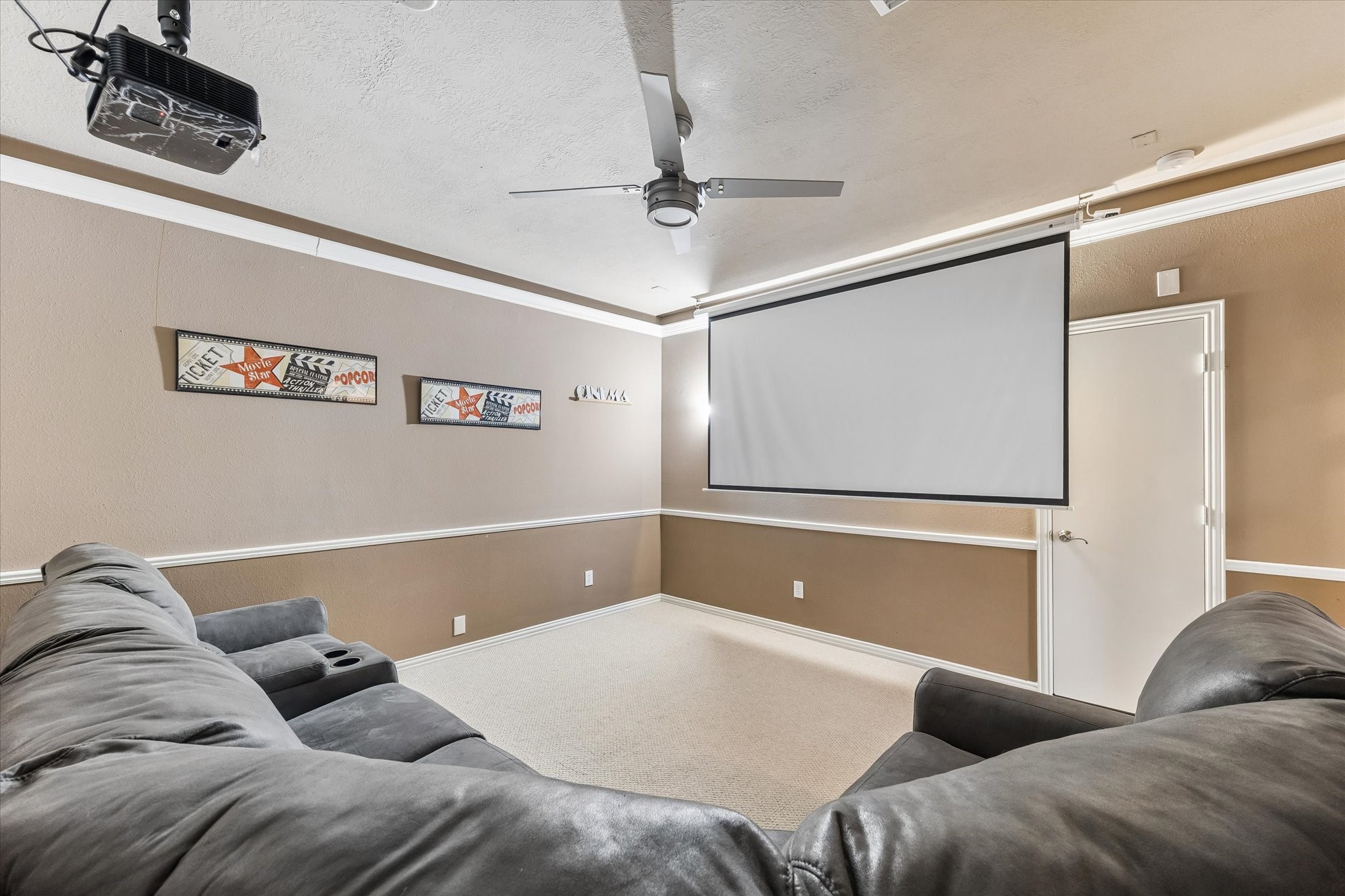 Media room seating and equipment is included. All you need to bring is the popcorn!
