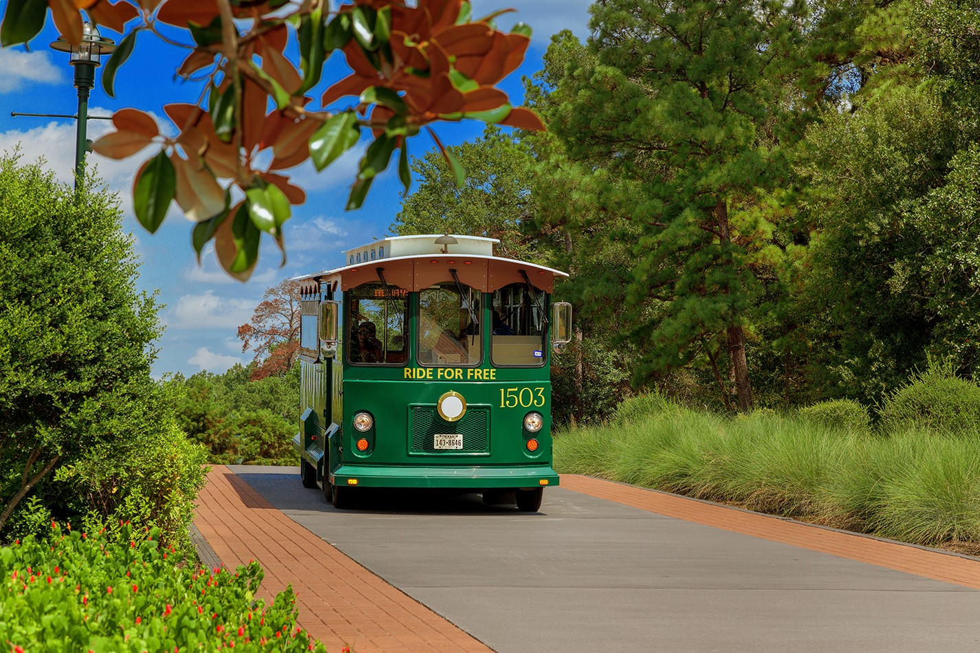 The Woodlands offers free shuttle-bus rides to any residents.