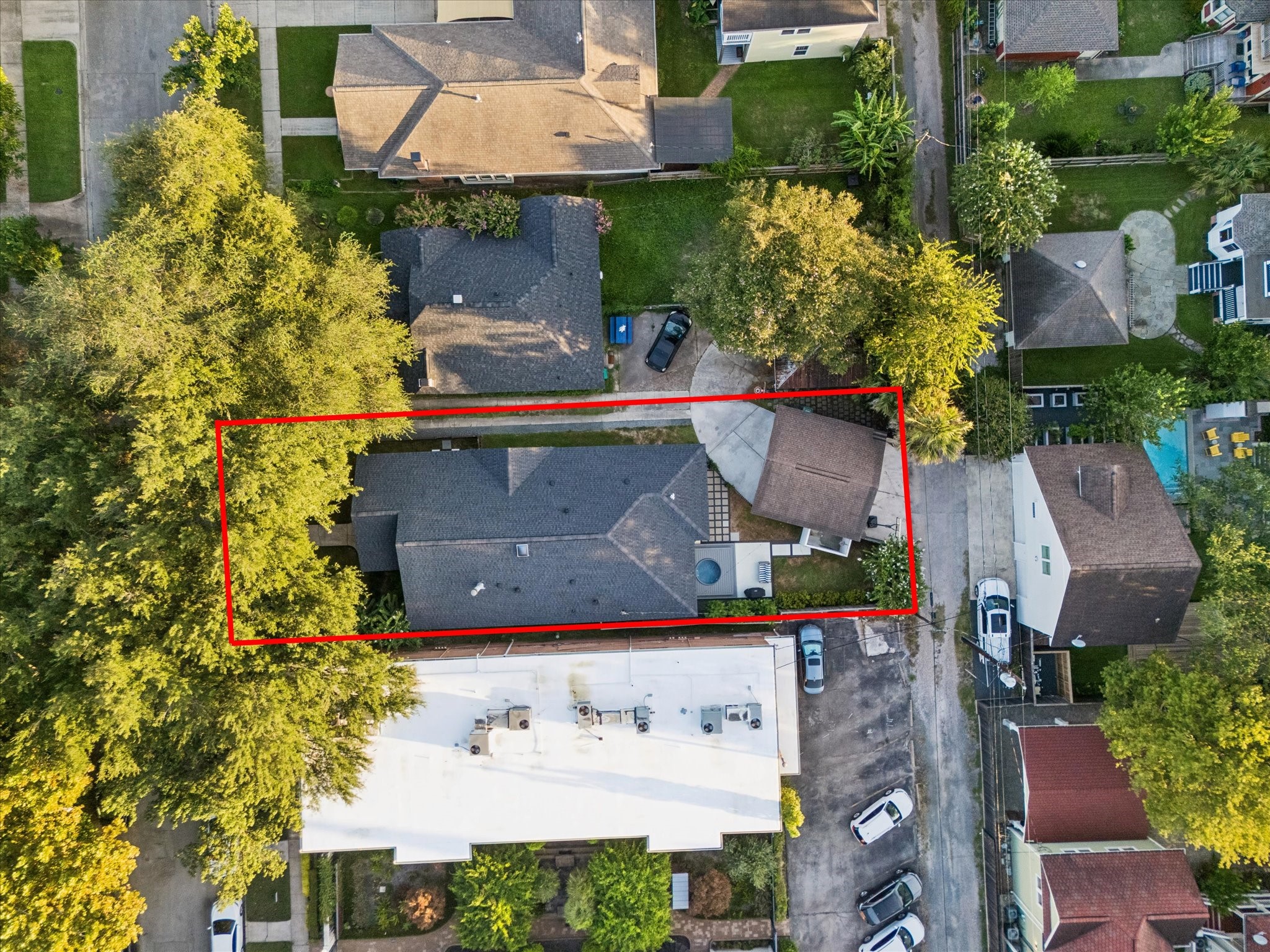 A bird's eye view of the property.