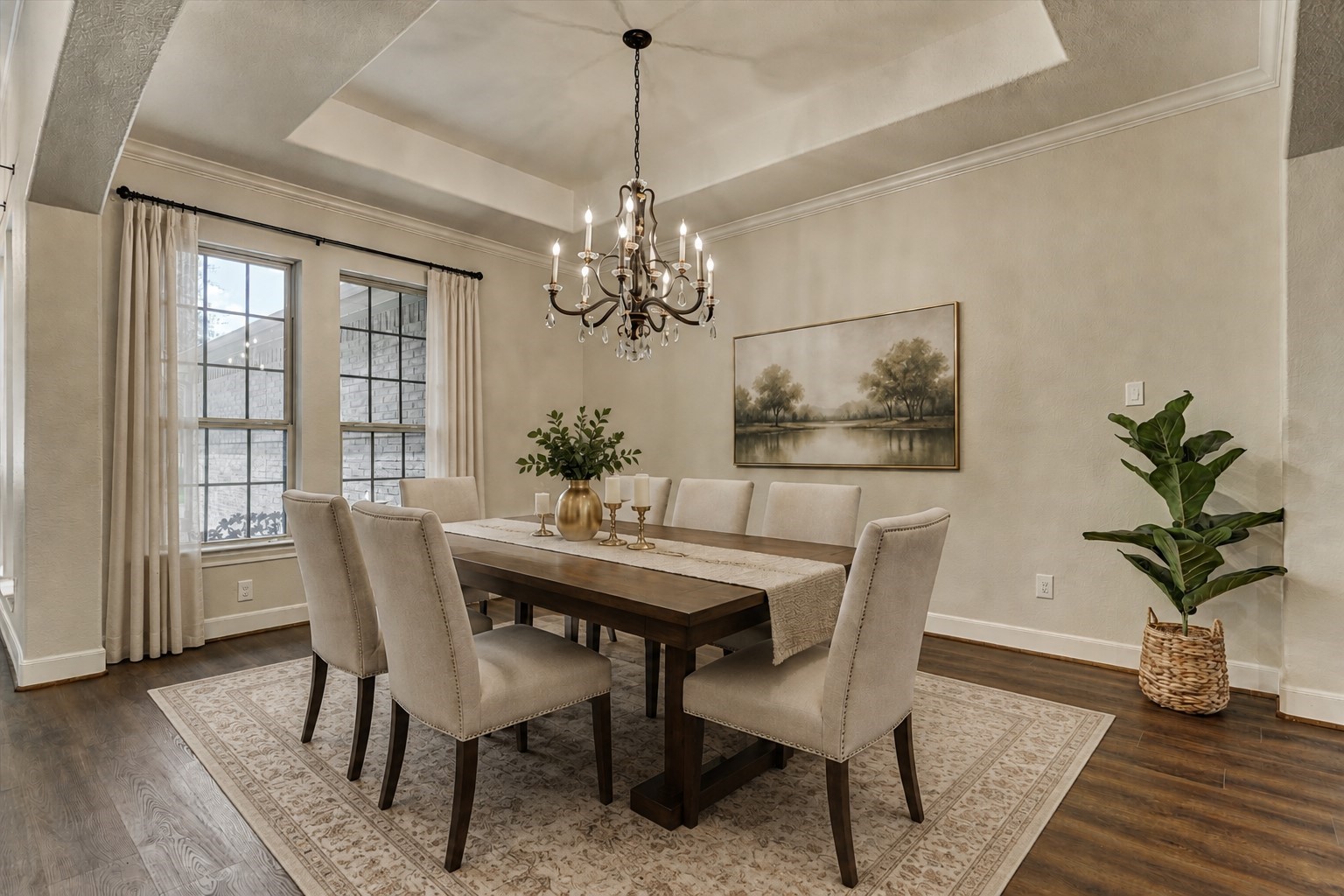 *This photo is virtually staged* The freshly painted dining room is light and bright, situated at the front of the home.