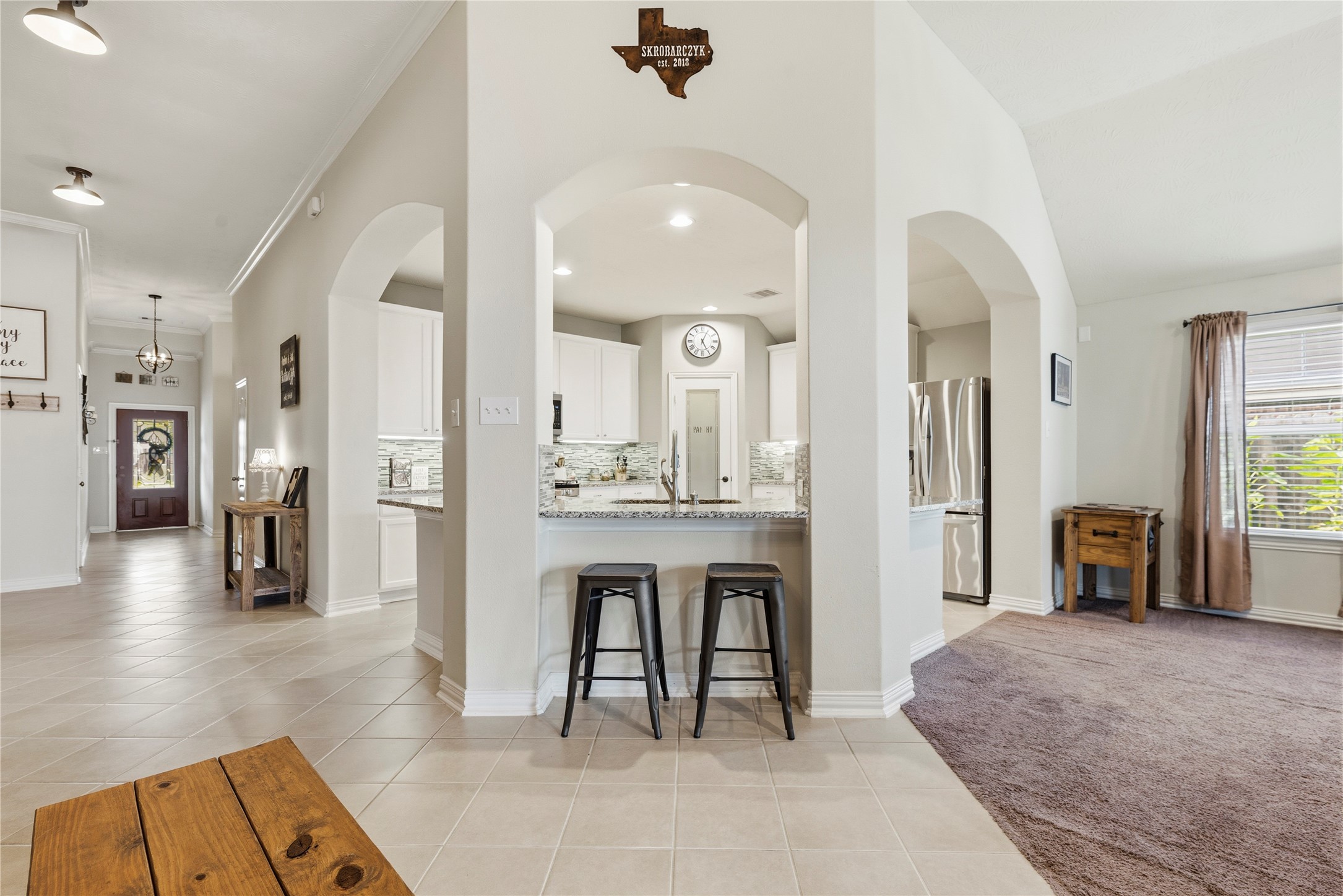 Breakfast bar with additional seating.