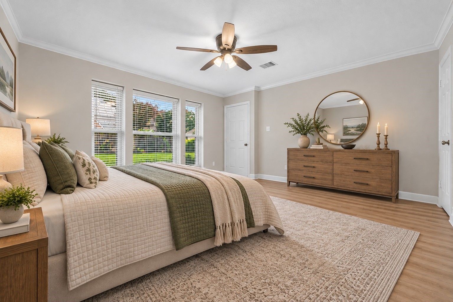 Virtually staged to showcase just one of the endless possibilities, this spacious primary suite offers wonderful potential to create a peaceful, comfortable retreat that reflects your personal style.