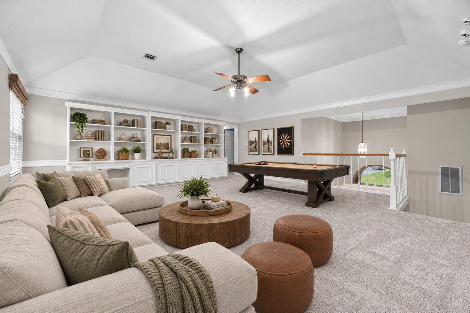 Virtually staged to showcase just one countless options, this versatile game room offers plenty of potential to create a fun, inviting space for games, hobbies, entertaining or simply relaxing.