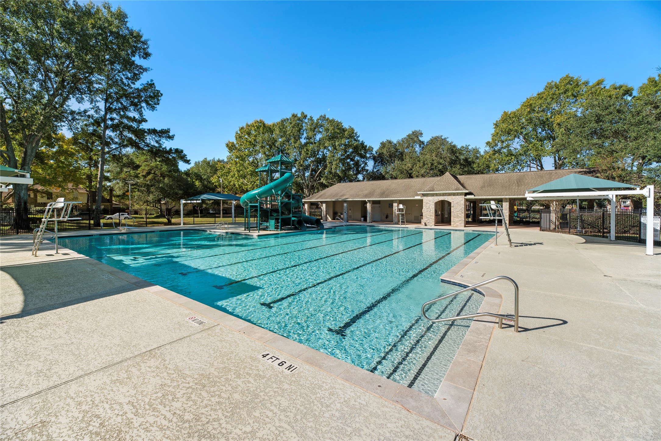 Dedicated lap lanes make it easy to stay active, while shaded seating areas offer a comfortable place to relax poolside.