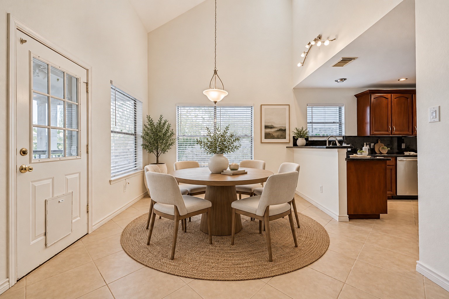 Virtually staged breakfast area