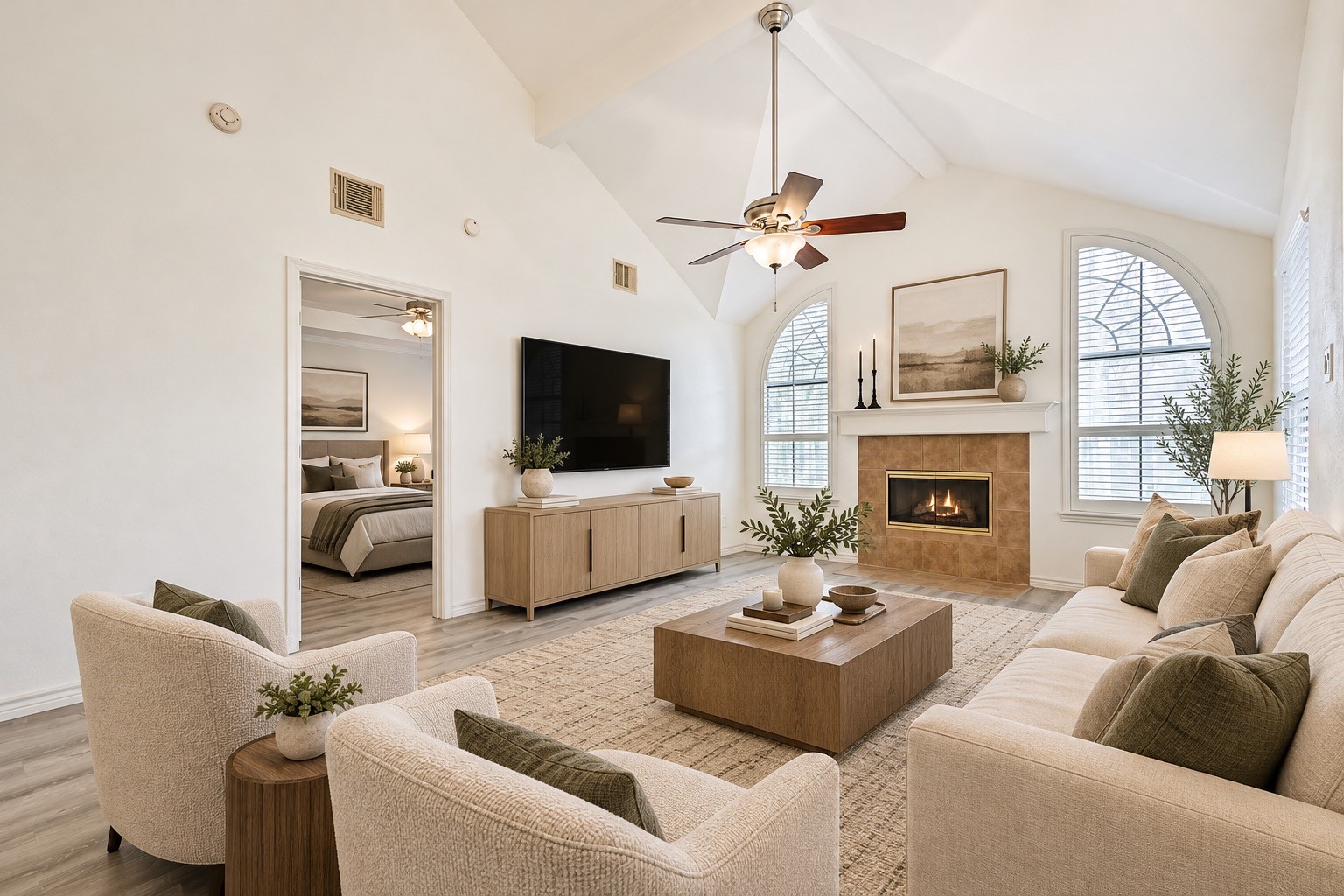 Virtually staged living area