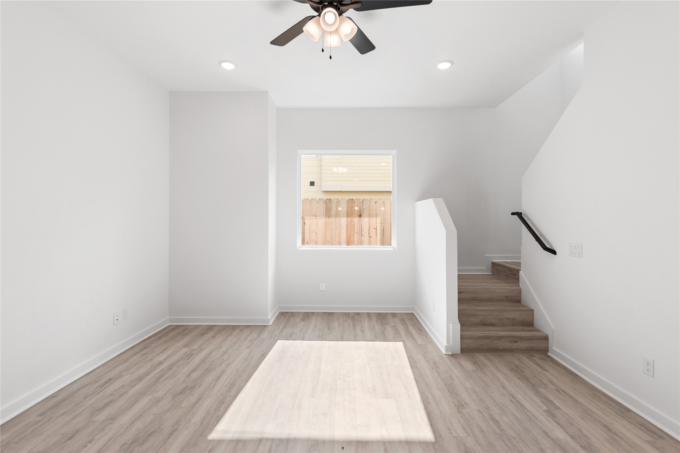 Bright natural light over living area with durable lev flooring