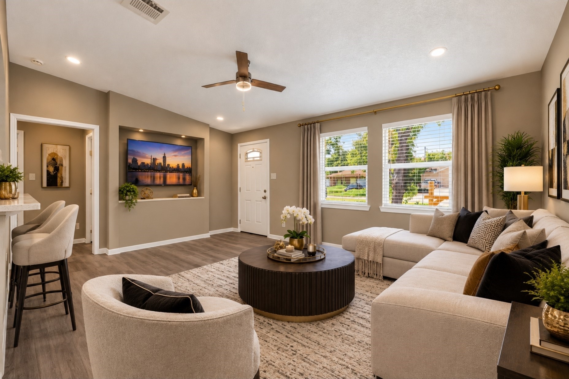 Living room virtually staged