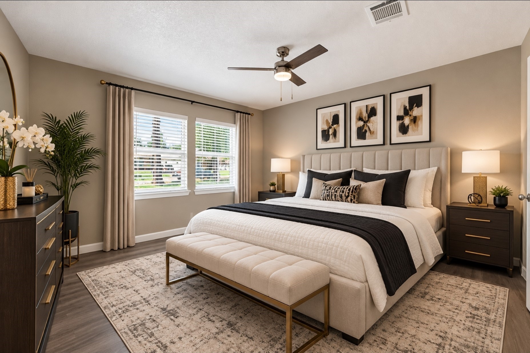 Primary bedroom virtually staged