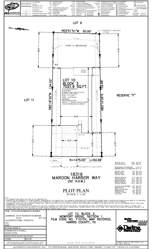 18319 Maroon Harbor Way Preliminary Plot Plan
