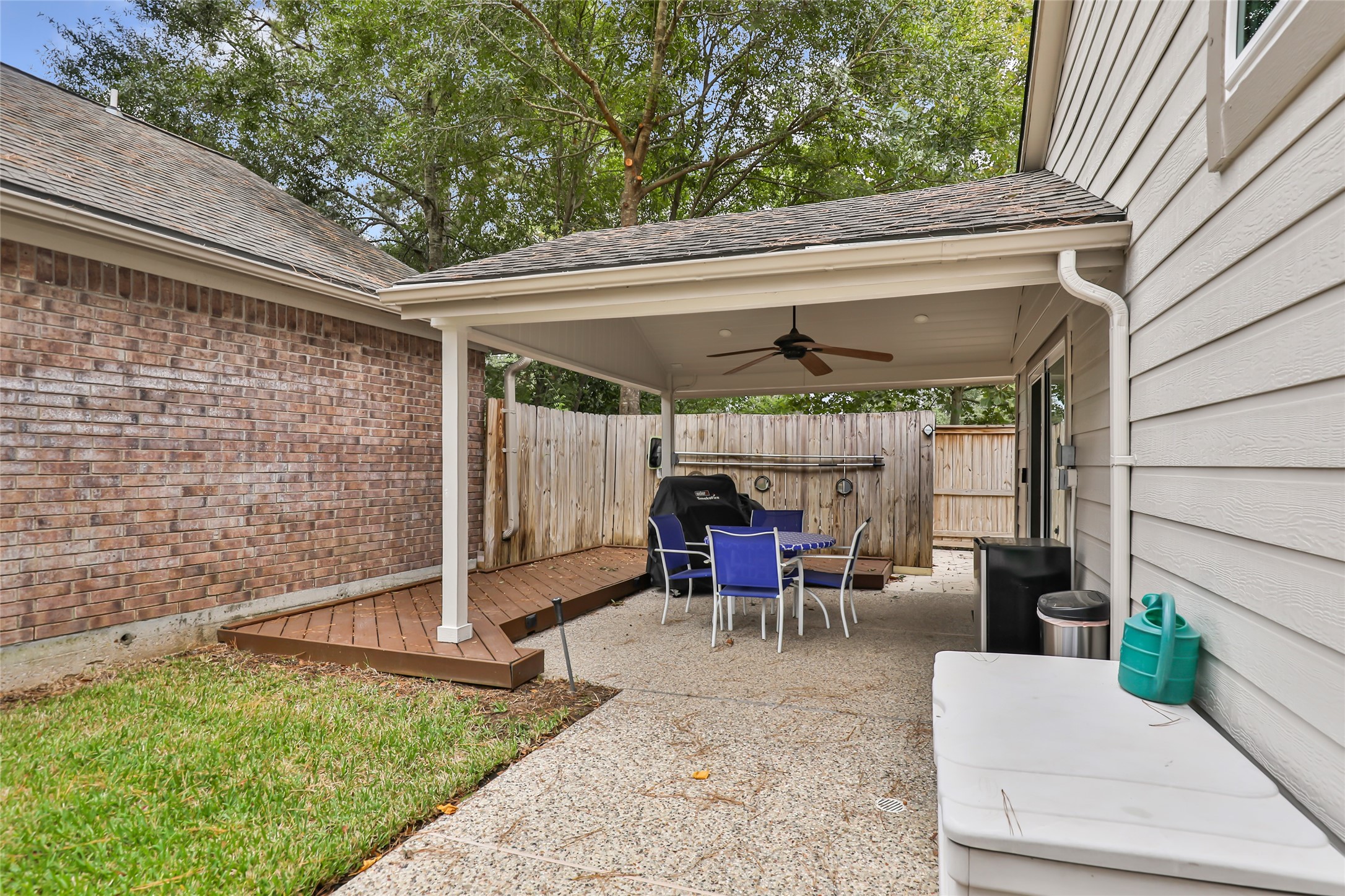 Covered patio just off the pool area