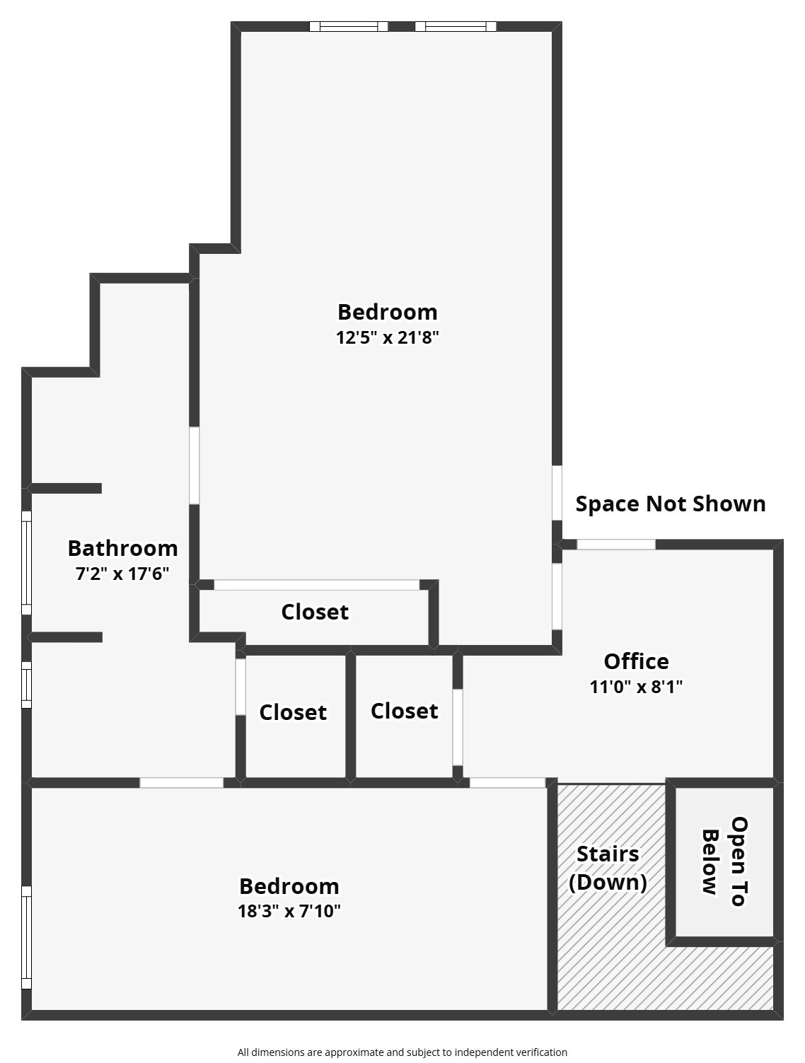 Third floor: Secondary bedrooms and related spaces