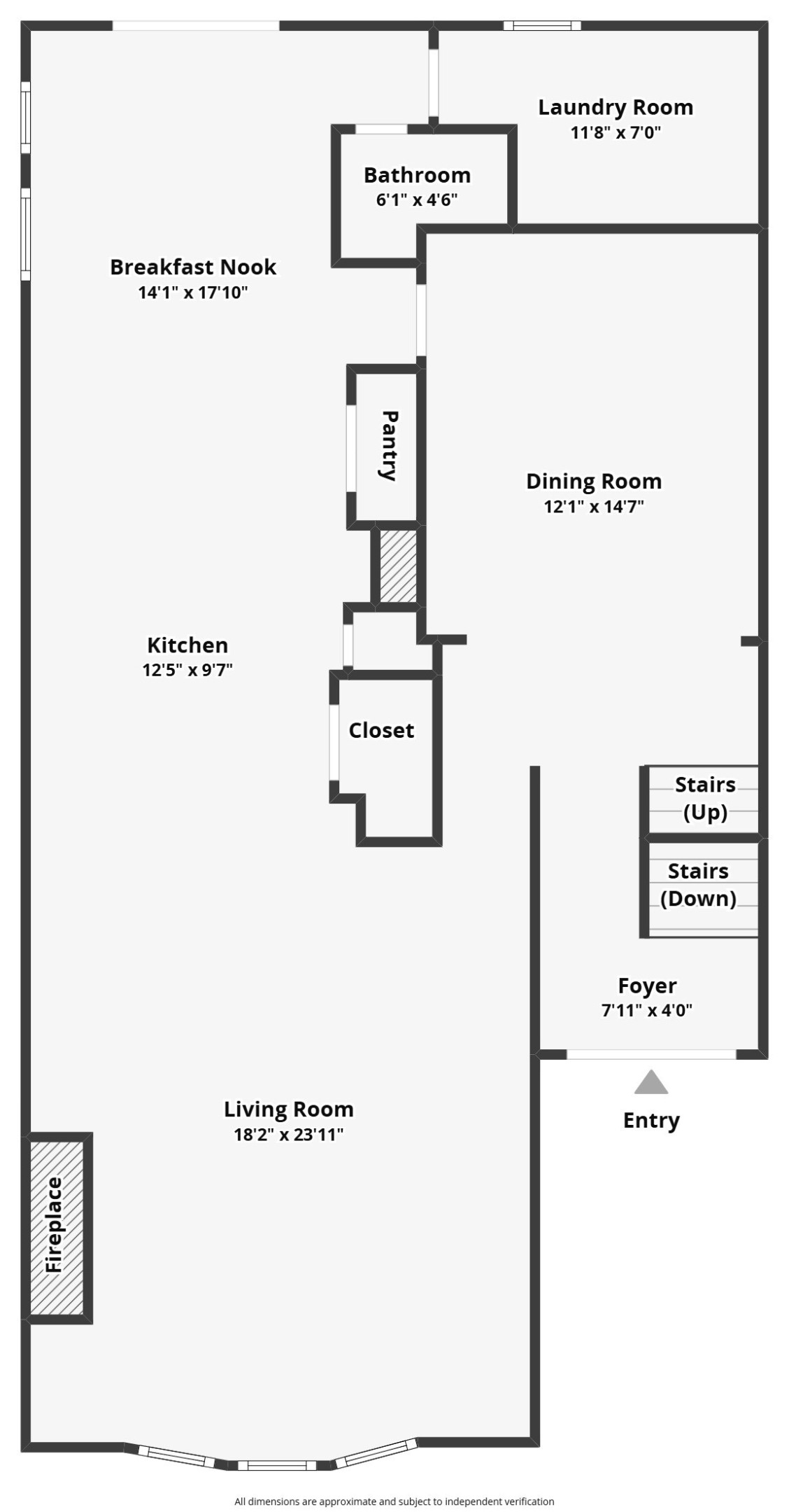 Second floor: Living, dining, kitchen and laundry