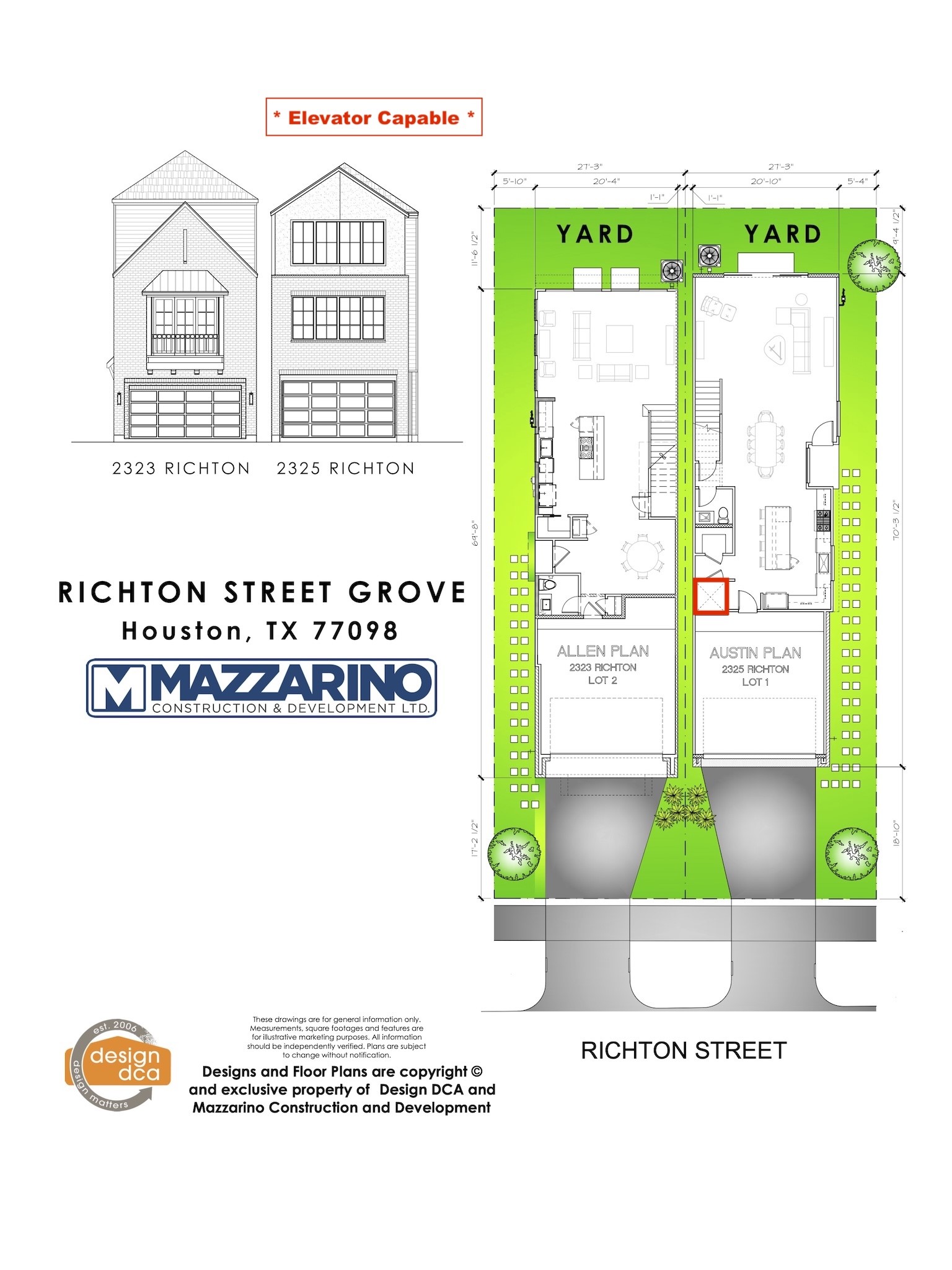Please be aware that these plans are the property of the architect/builder designer that designed them not DUX Realty, Mazzarino Construction or 2323 RICHTON LLC and are protected from reproduction and sharing under copyright law. These drawing are for general information only. Measurements, square footages and features are for illustrative marketing purposes. All information should be independently verified. Plans are subject to change without notification.