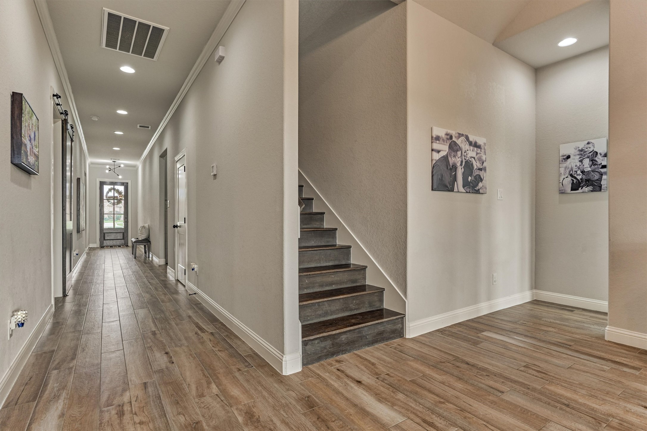 Staircase leading to the. second story.