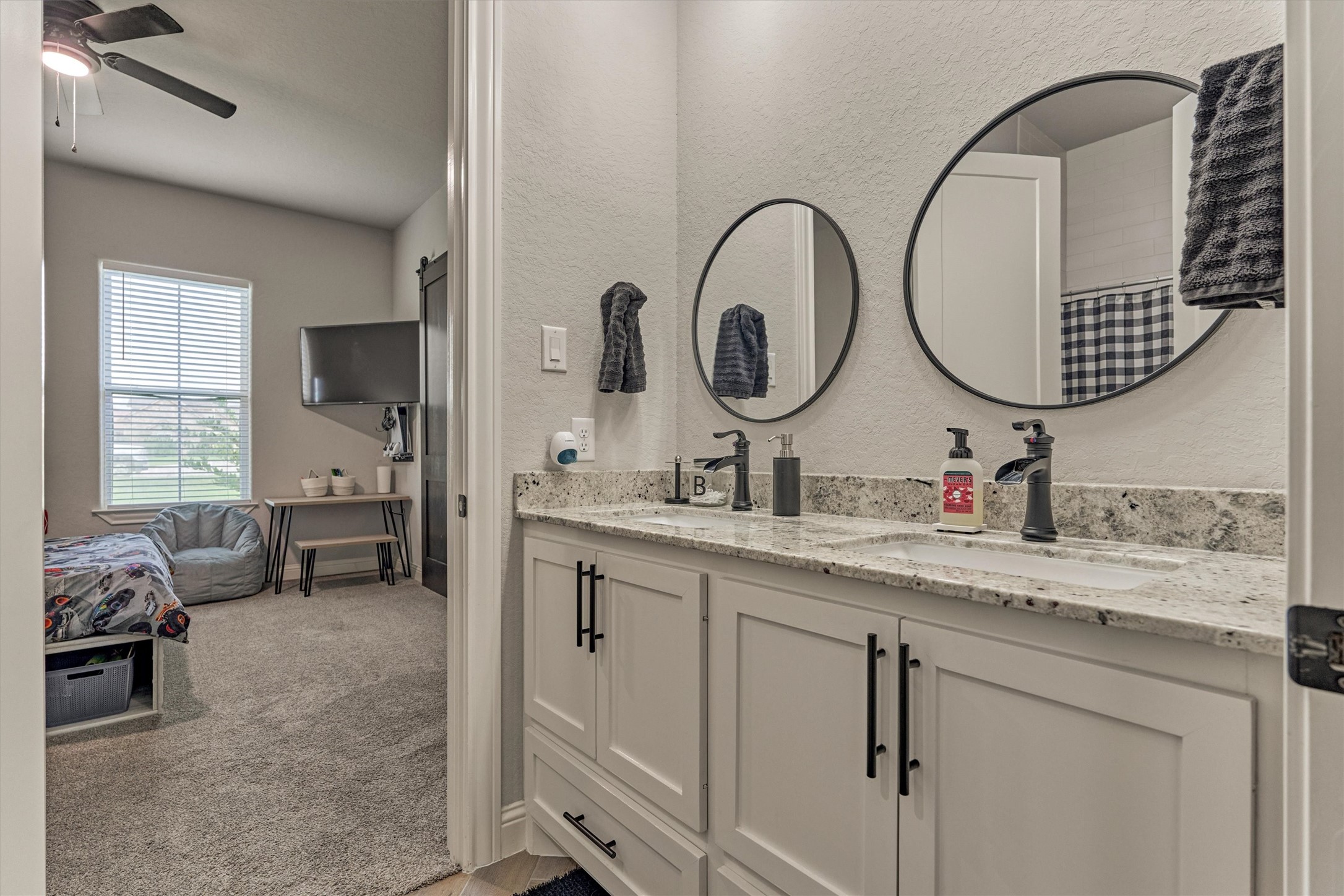Jack n Jill bathroom with double sinks