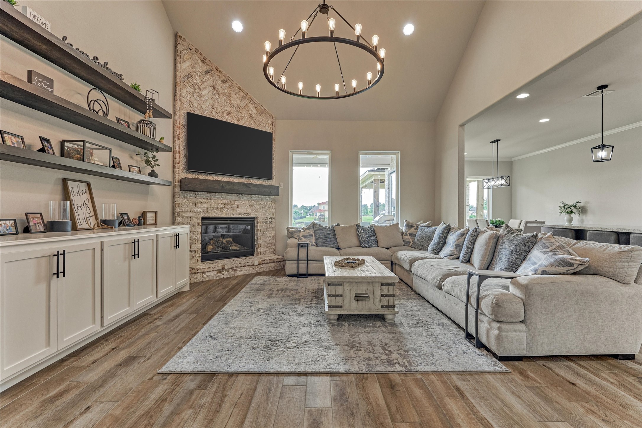 The perfect space to unwind with fireplace and high ceilings