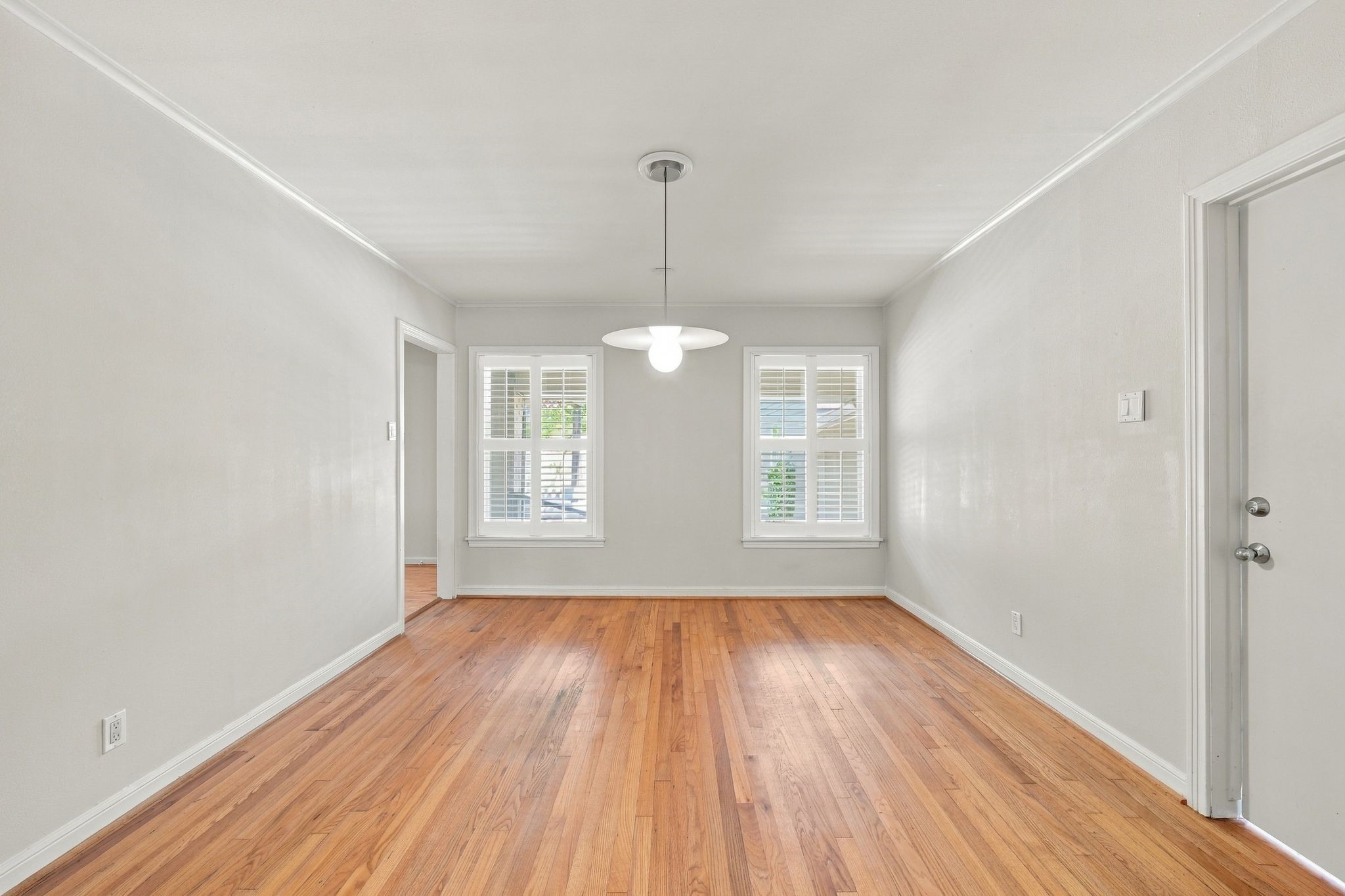 Dining room overlooks backyard and is the perfect size for an intimate gathering Dining room overlooks backyard and is the perfect size for an intimate gathering