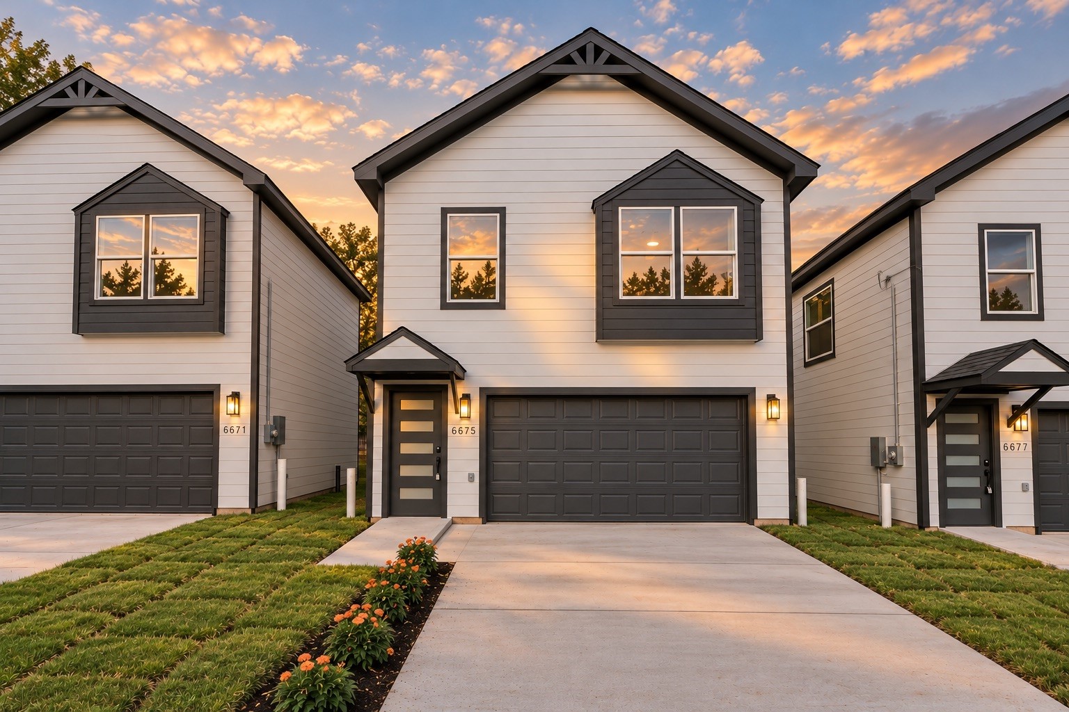 Welcome to 6675 Nielan St! Newly completed by Athelya Homes, this 2-story home features modern farmhouse-inspired architecture, contrasting exterior finishes, a 2-car attached garage & private driveway.